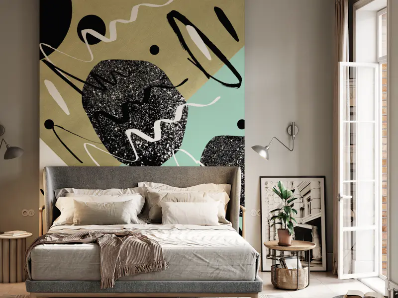 Gold Mint Black Abstract 1