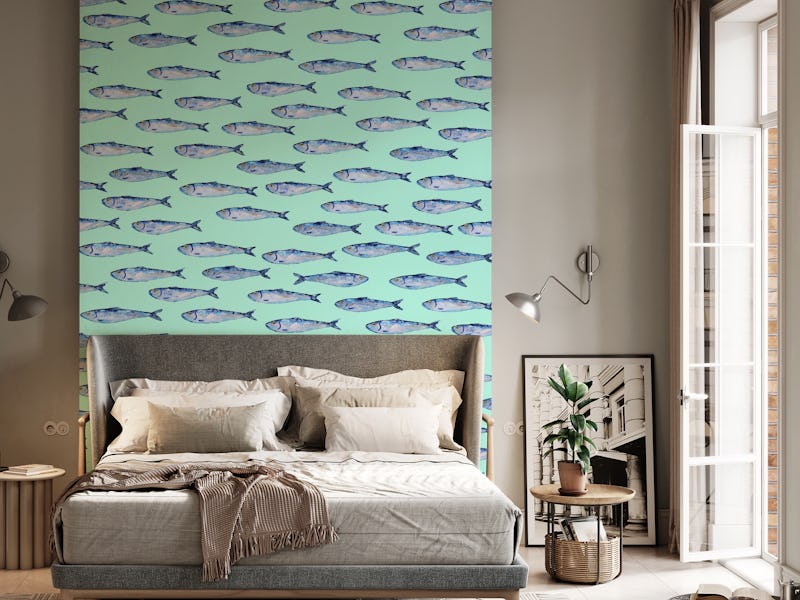 Shimmering Sardines on Light Turquoise