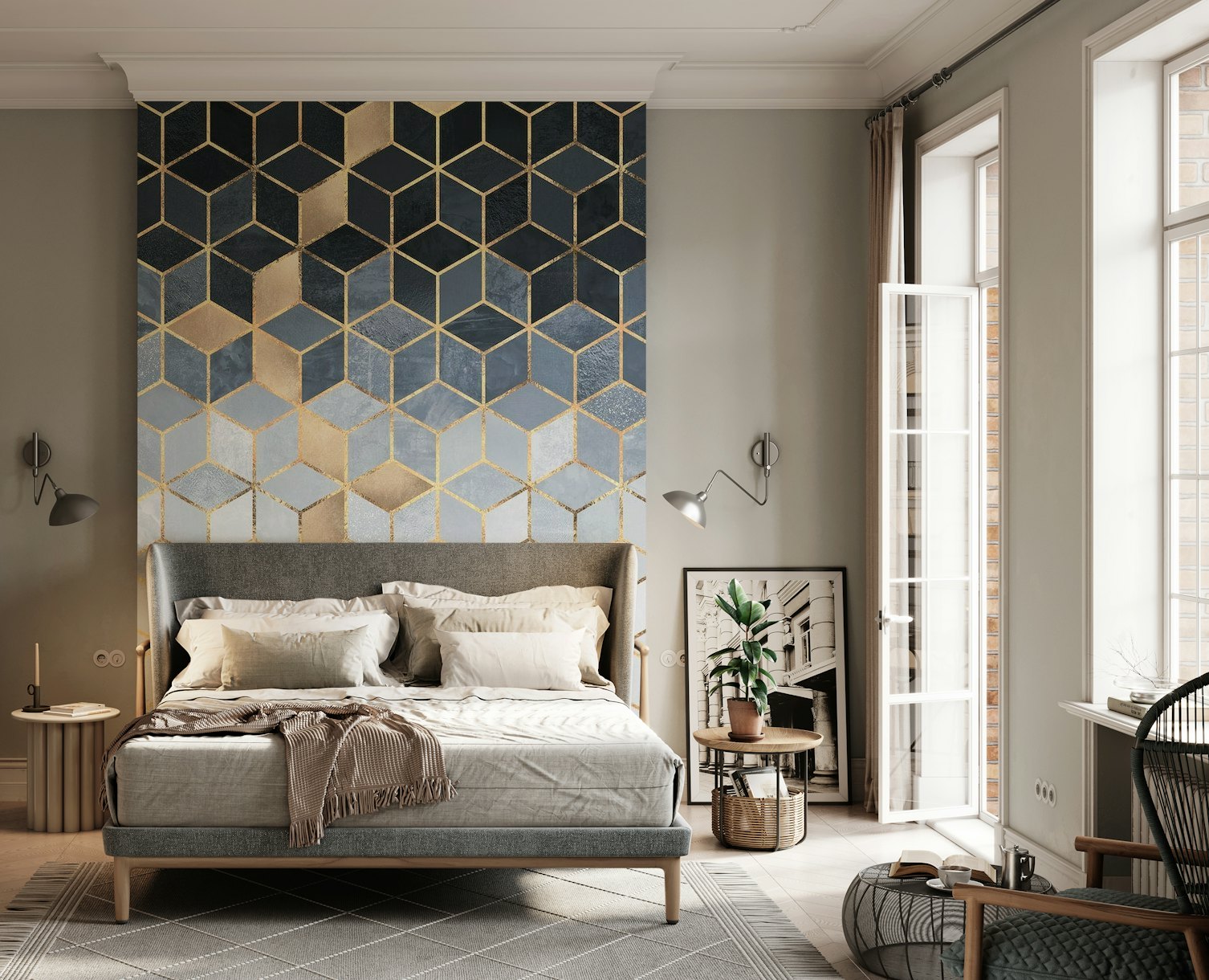 Soft Blue Gradient Cubes wallpaper