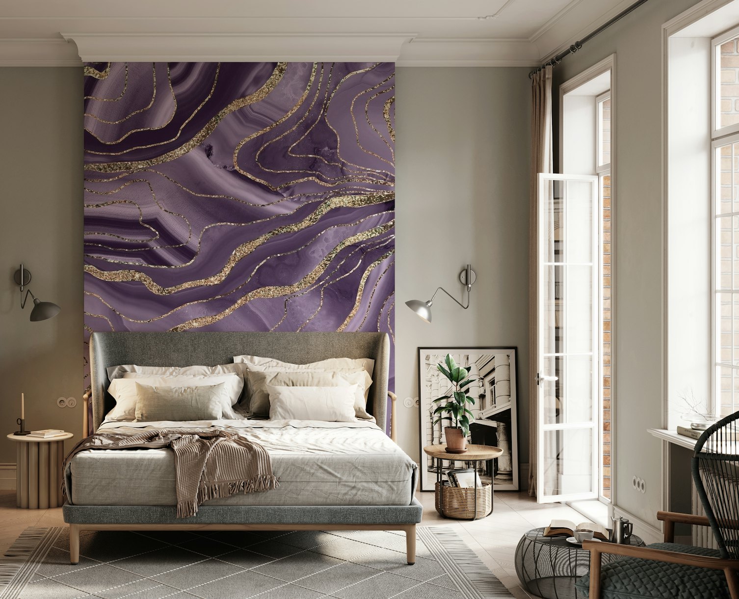Lavender Agate Gold Glitter 1 wallpaper