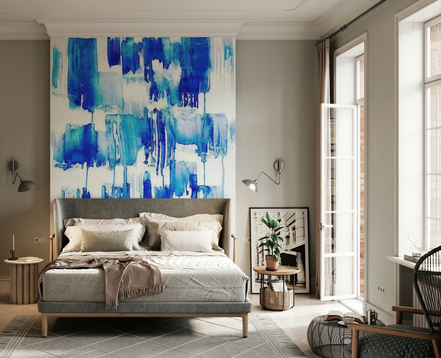 Teal Blue Canvas Paint Splash wallpaper