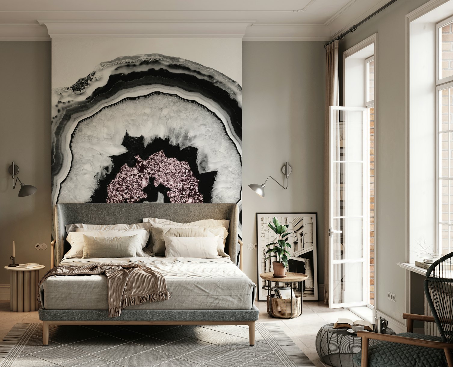 Gray Black White Agate 1a wallpaper