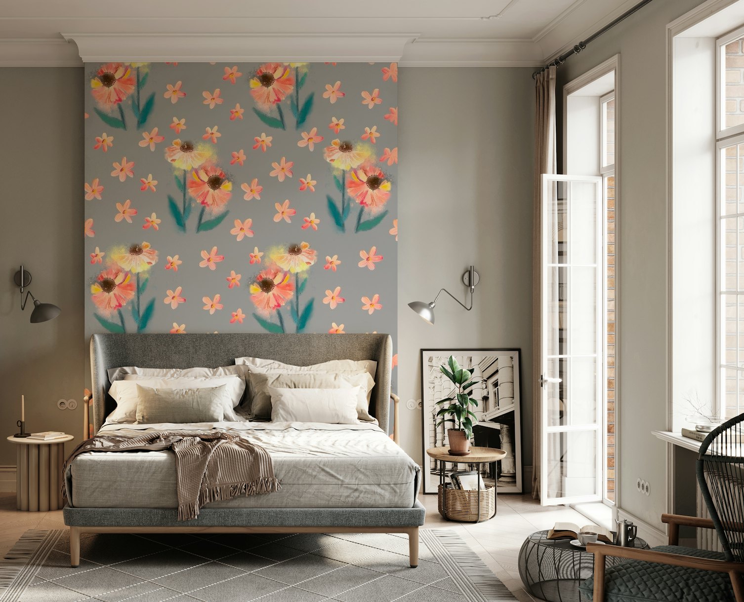 Painted Flowers wallpaper tapet