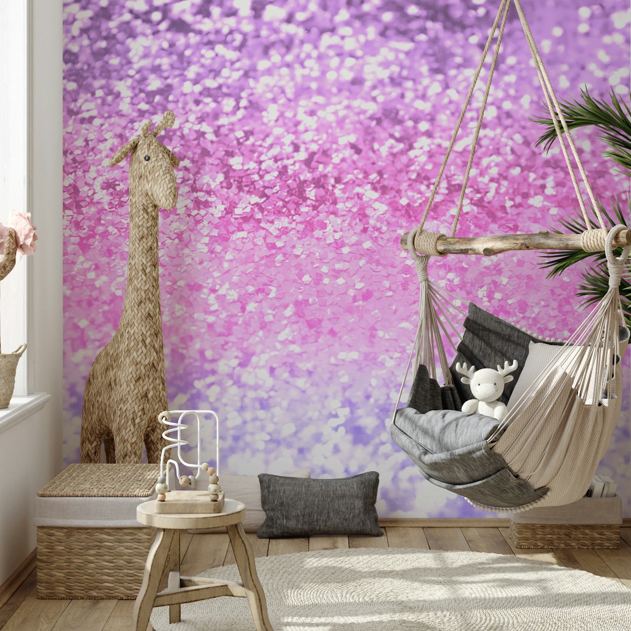 Unicorn Girls Glitter 2 papier peint affiché dans une pièce