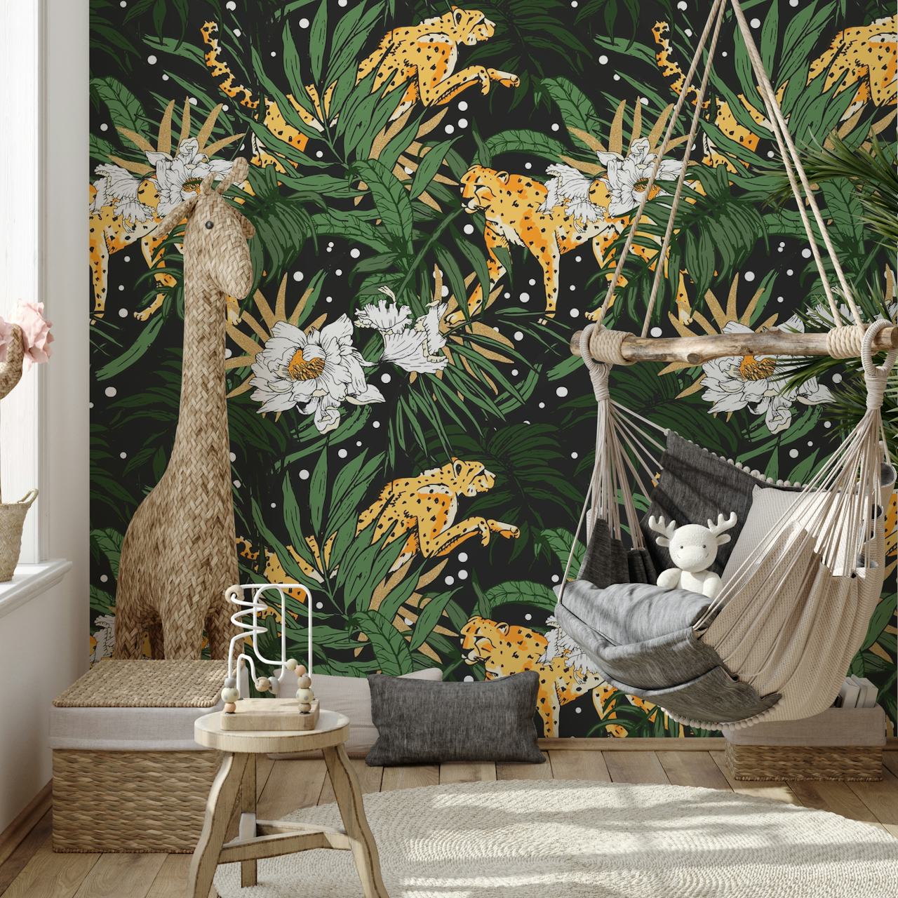 Cheetah in dark jungle projekt tapety