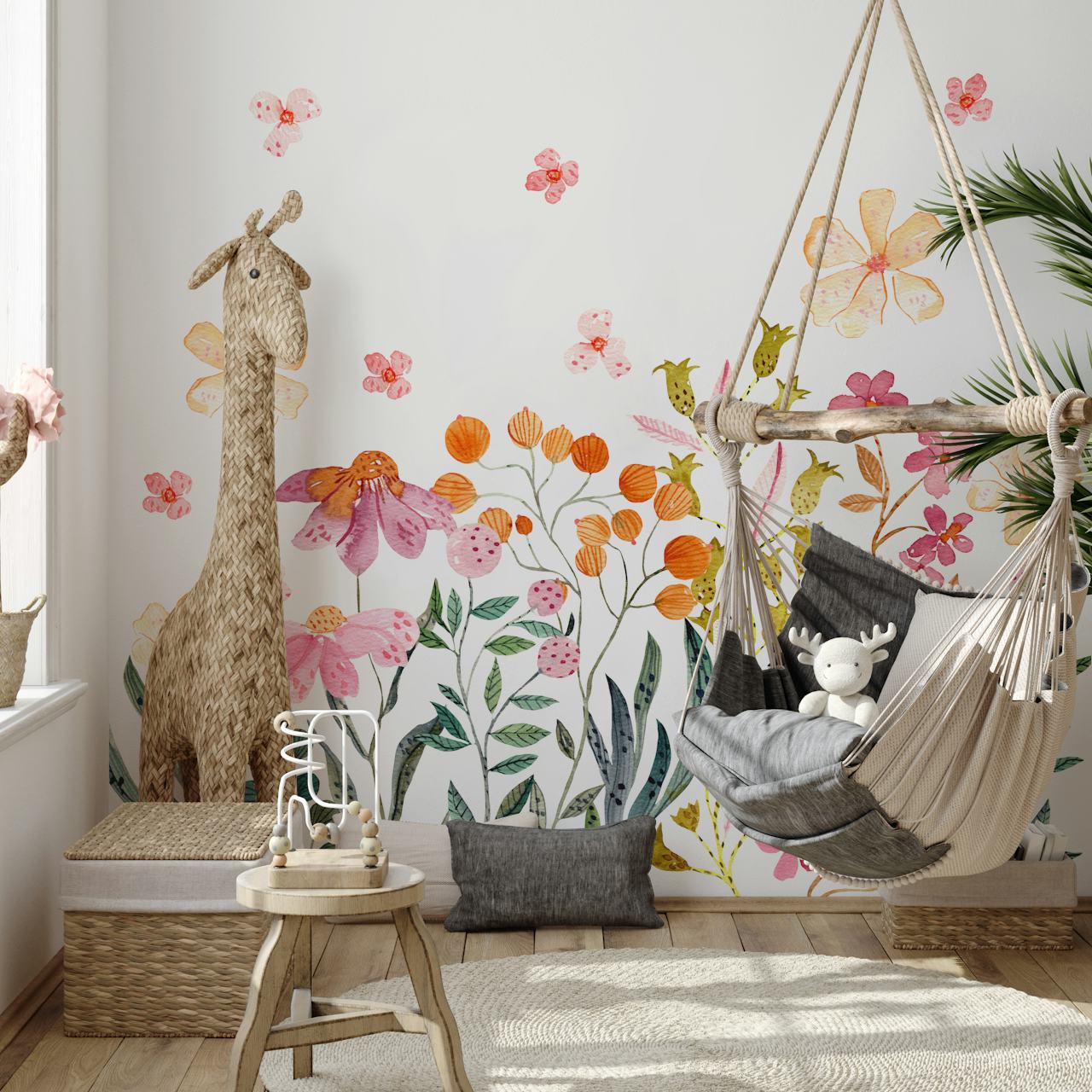 Naive Watercolor Flowers wallpaper design