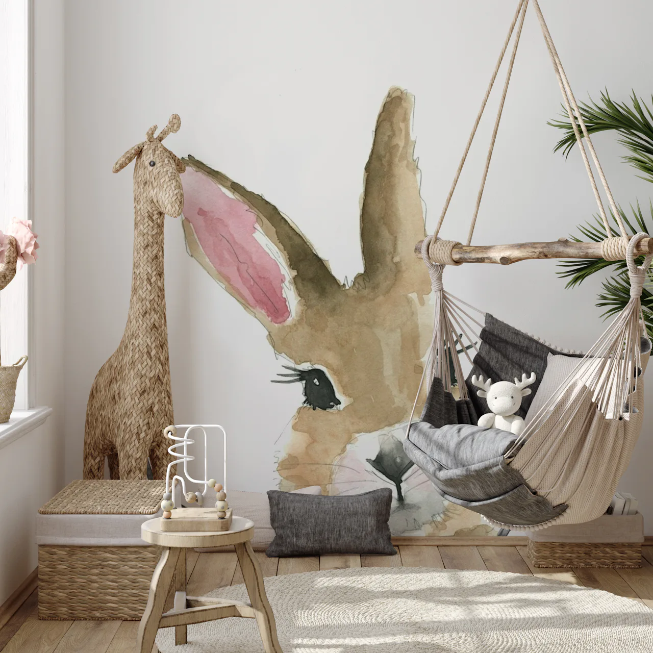 Bunny with Bow Wallpaper - Adorable Animal Design for Your Home