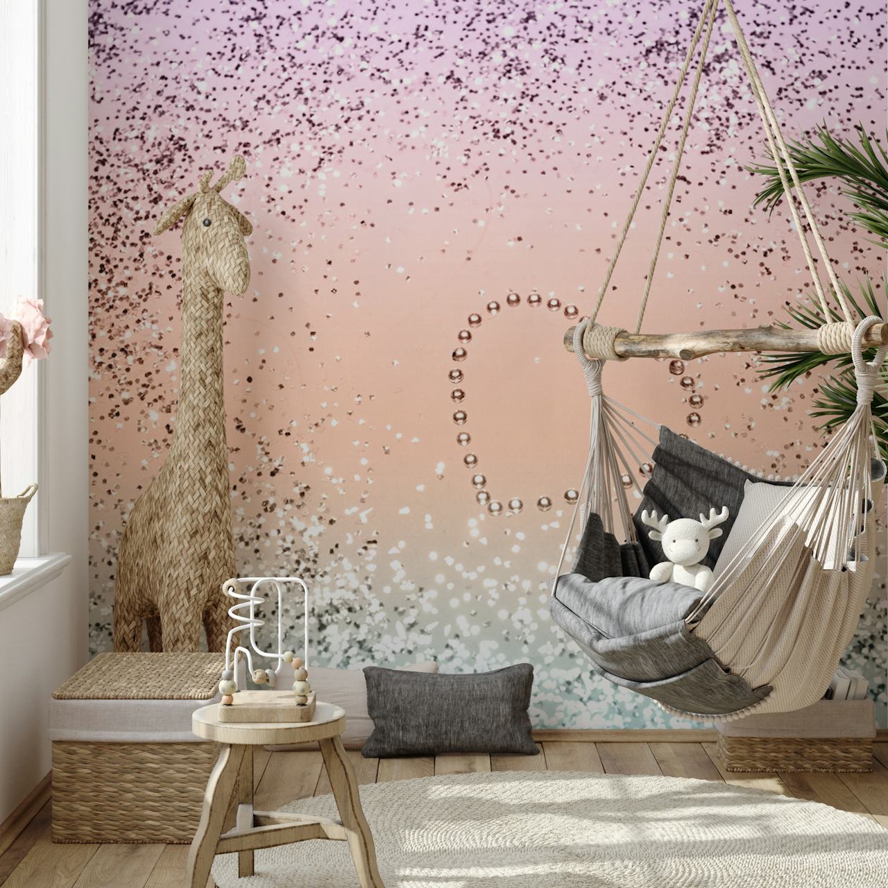 tapeta Summer Unicorn Glitter Heart u sobi