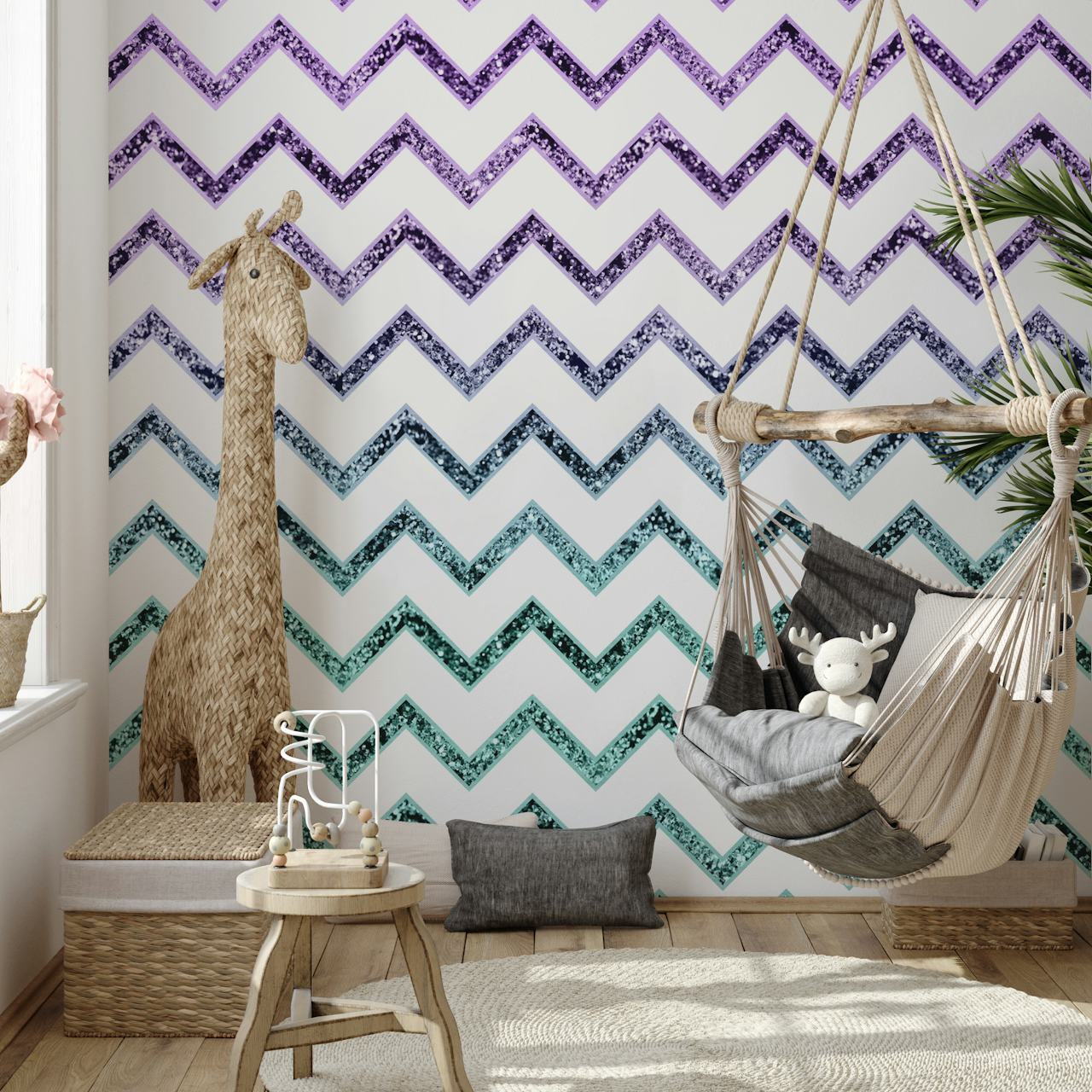 Mermaid Princess Chevron tapet i et rum