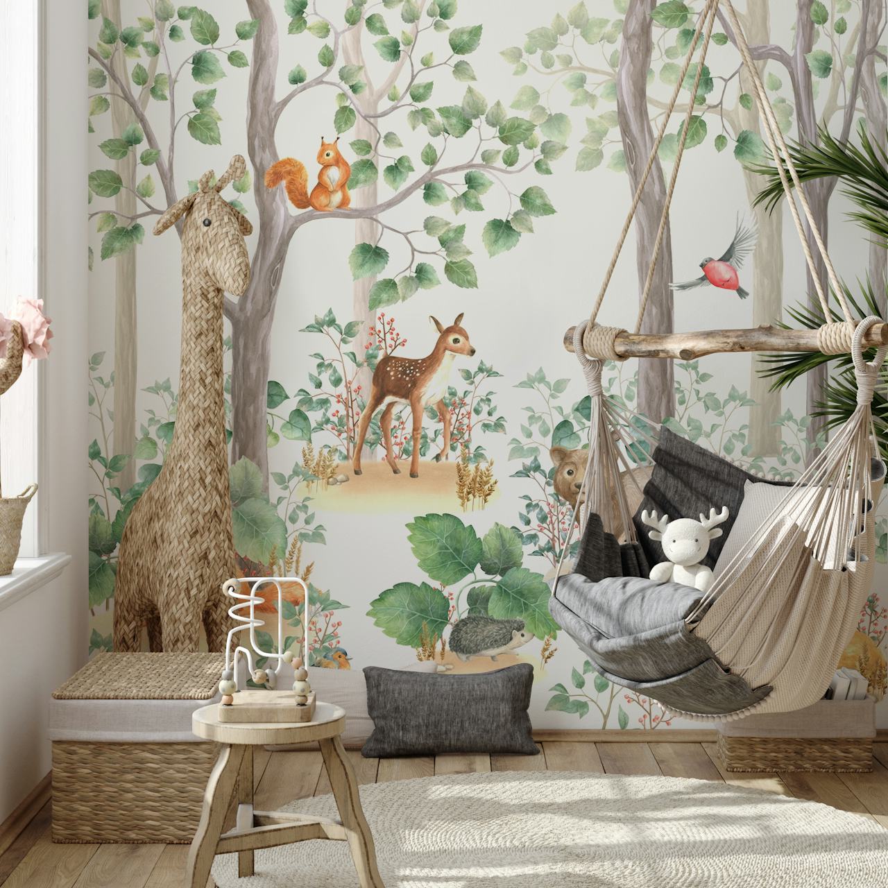 Woodland stories tapetti huoneessa