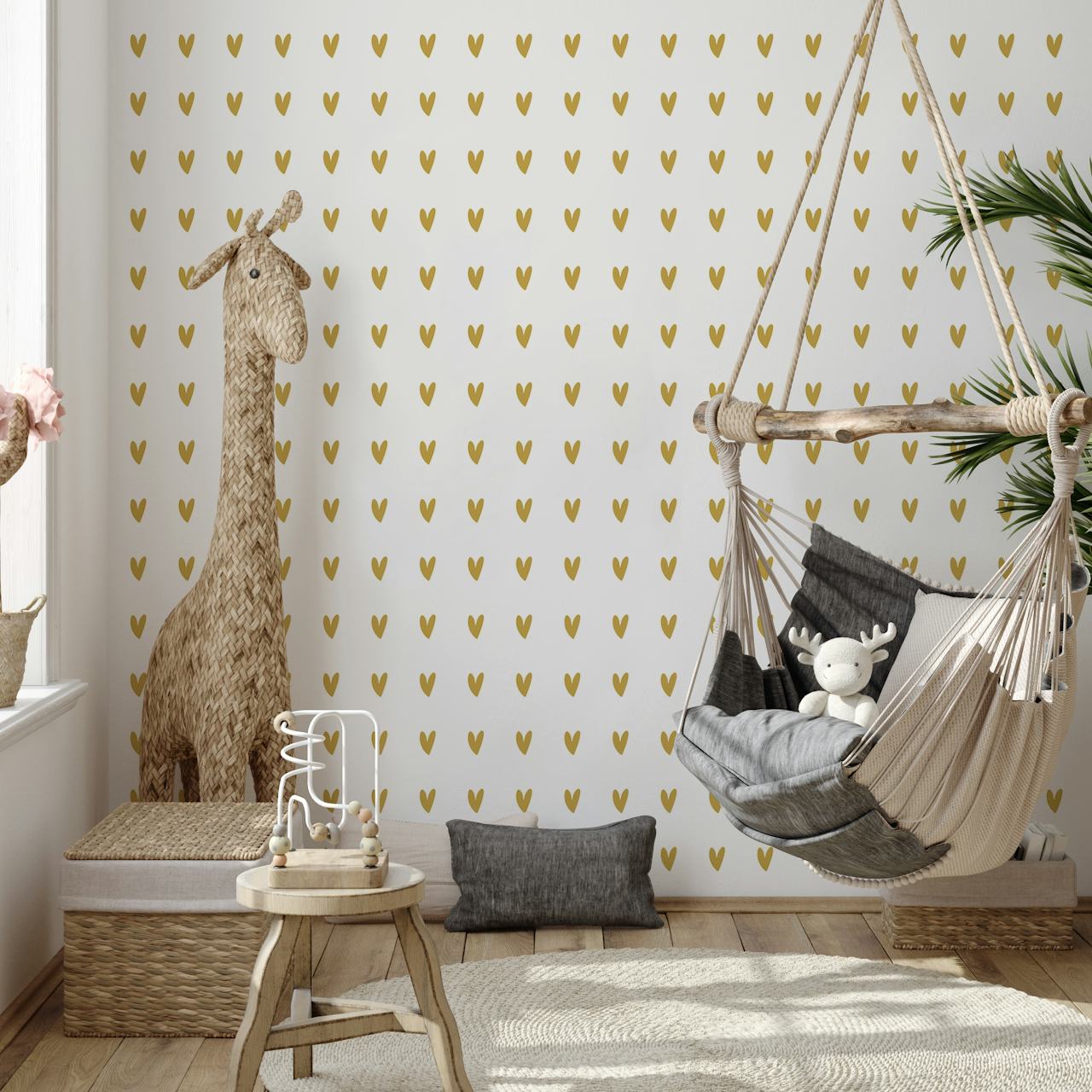 Gold heart pattern on a white background wallpaper