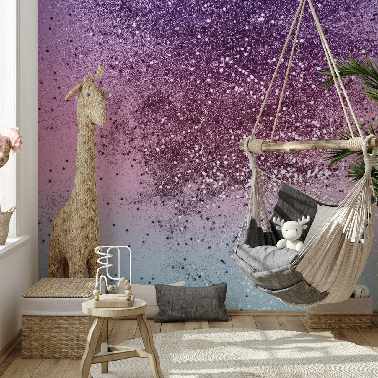 Unicorn Girls Glitter 6b wallpaper in a room