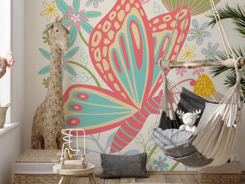 TANGLED GARDEN BUTTERFLIES Pastel Floral Art