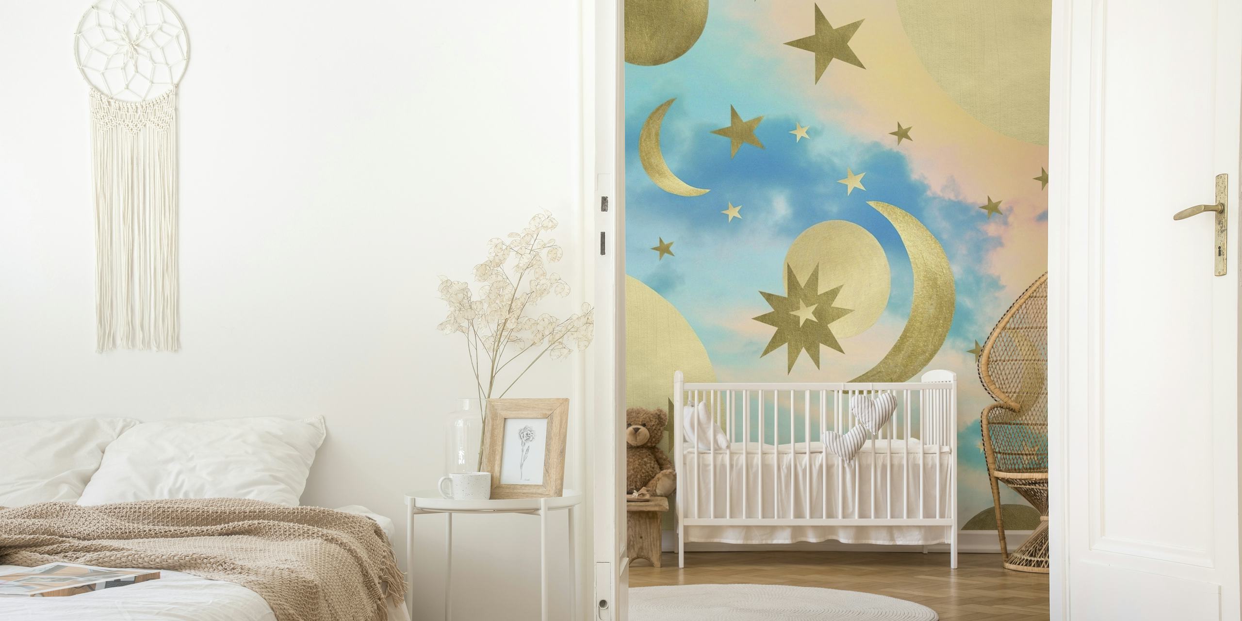 Pastel Starry Sky Moon Dream 3 behang