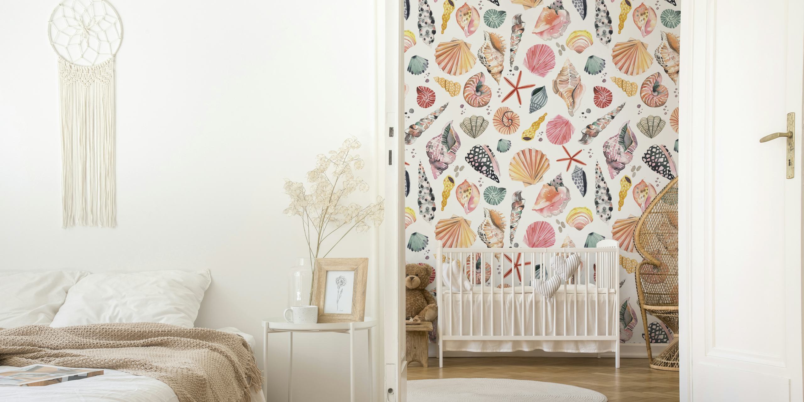 Seashells tapetti huoneessa