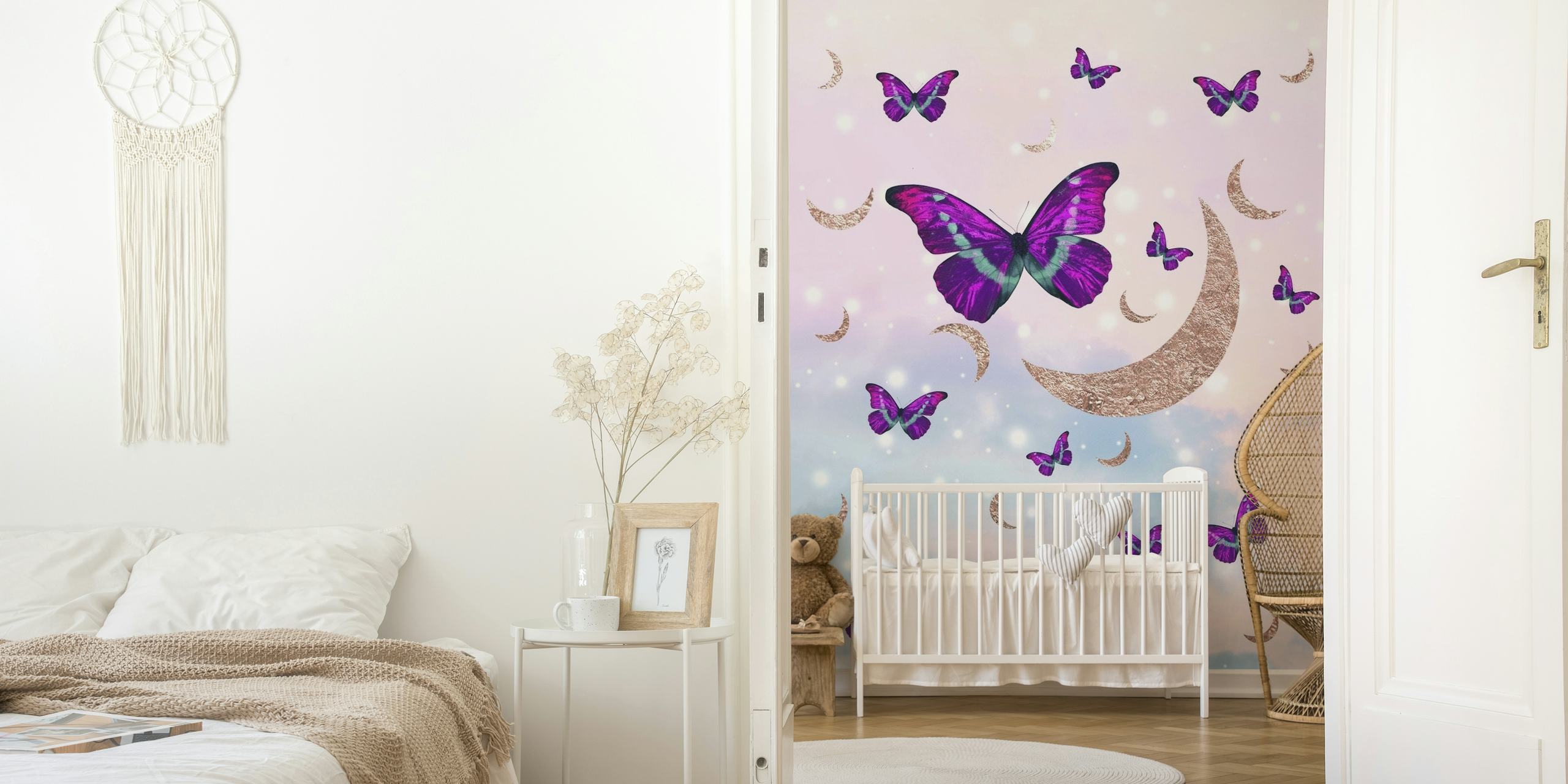 Pastel Cosmos Butterfly Moon 1 behang
