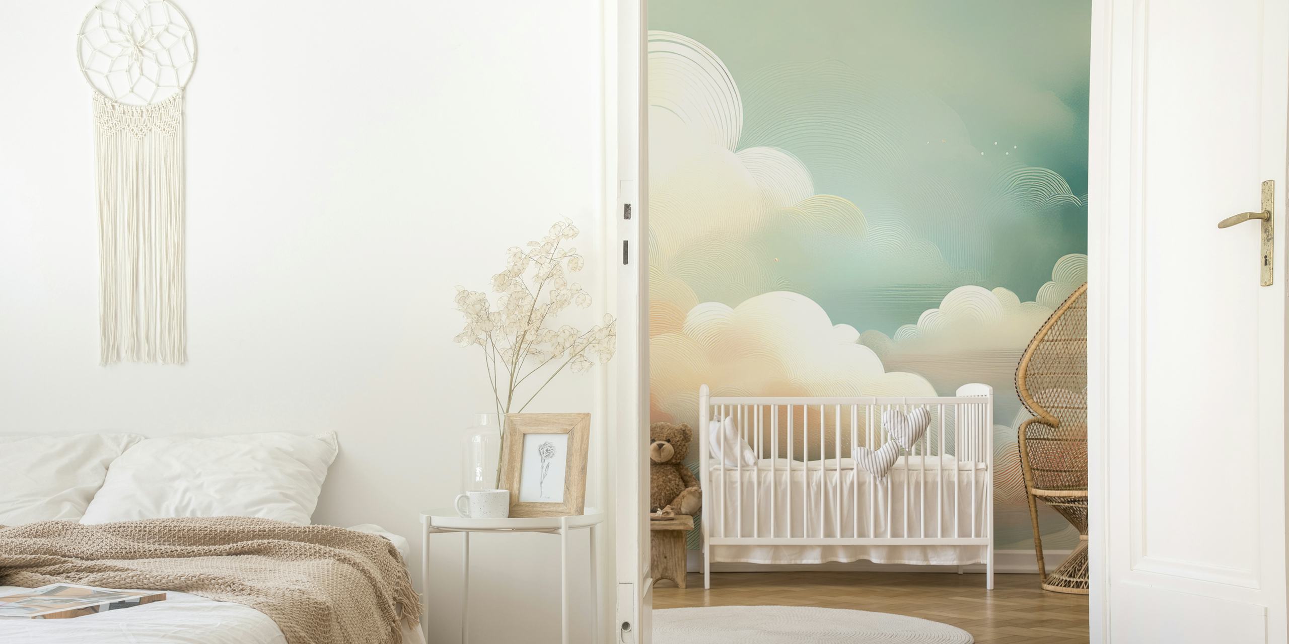 Whimsical Cloud Vista tapet i ett rum