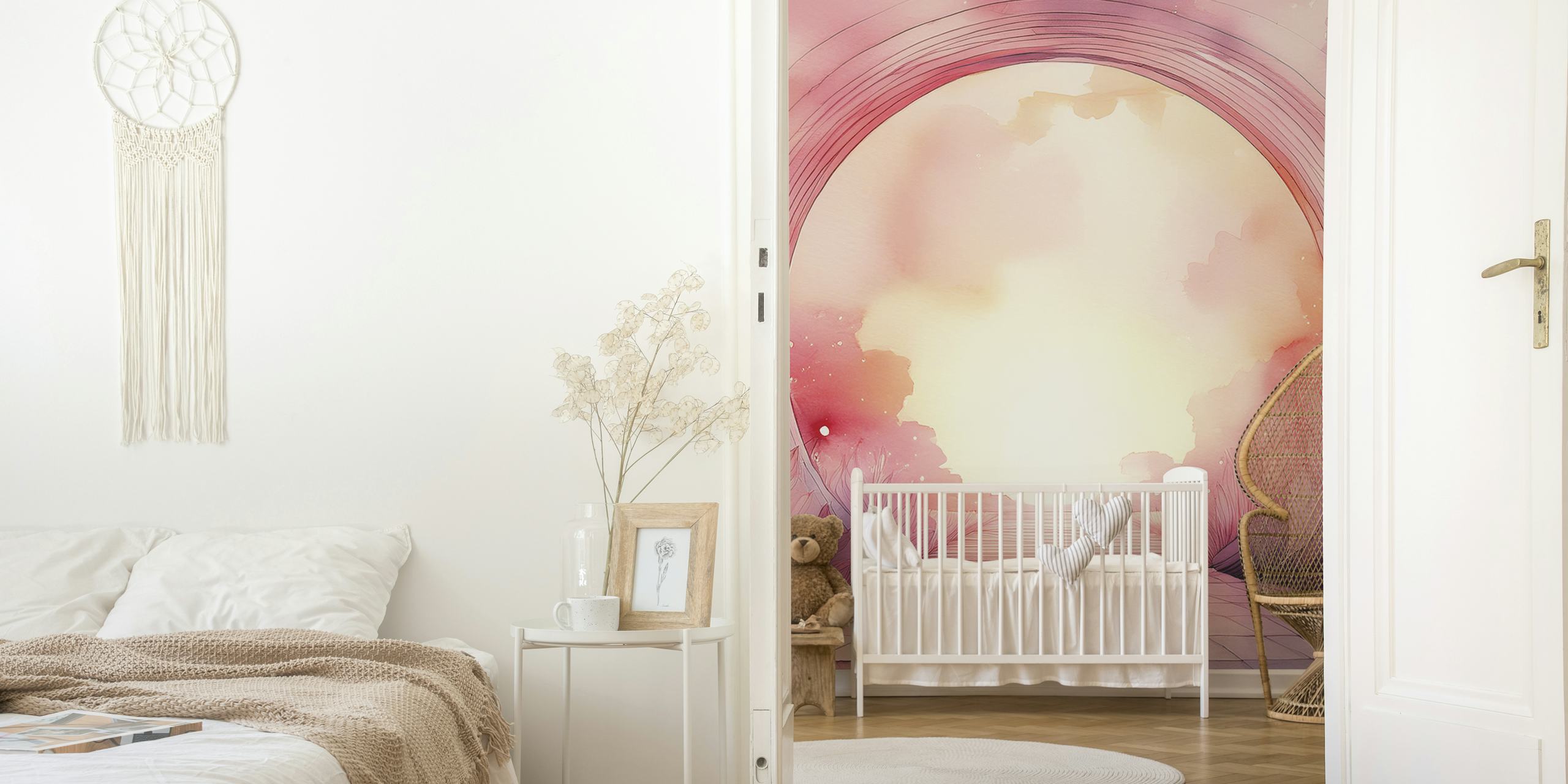 Papier peint Enchanted Pink Portal dans une pièce