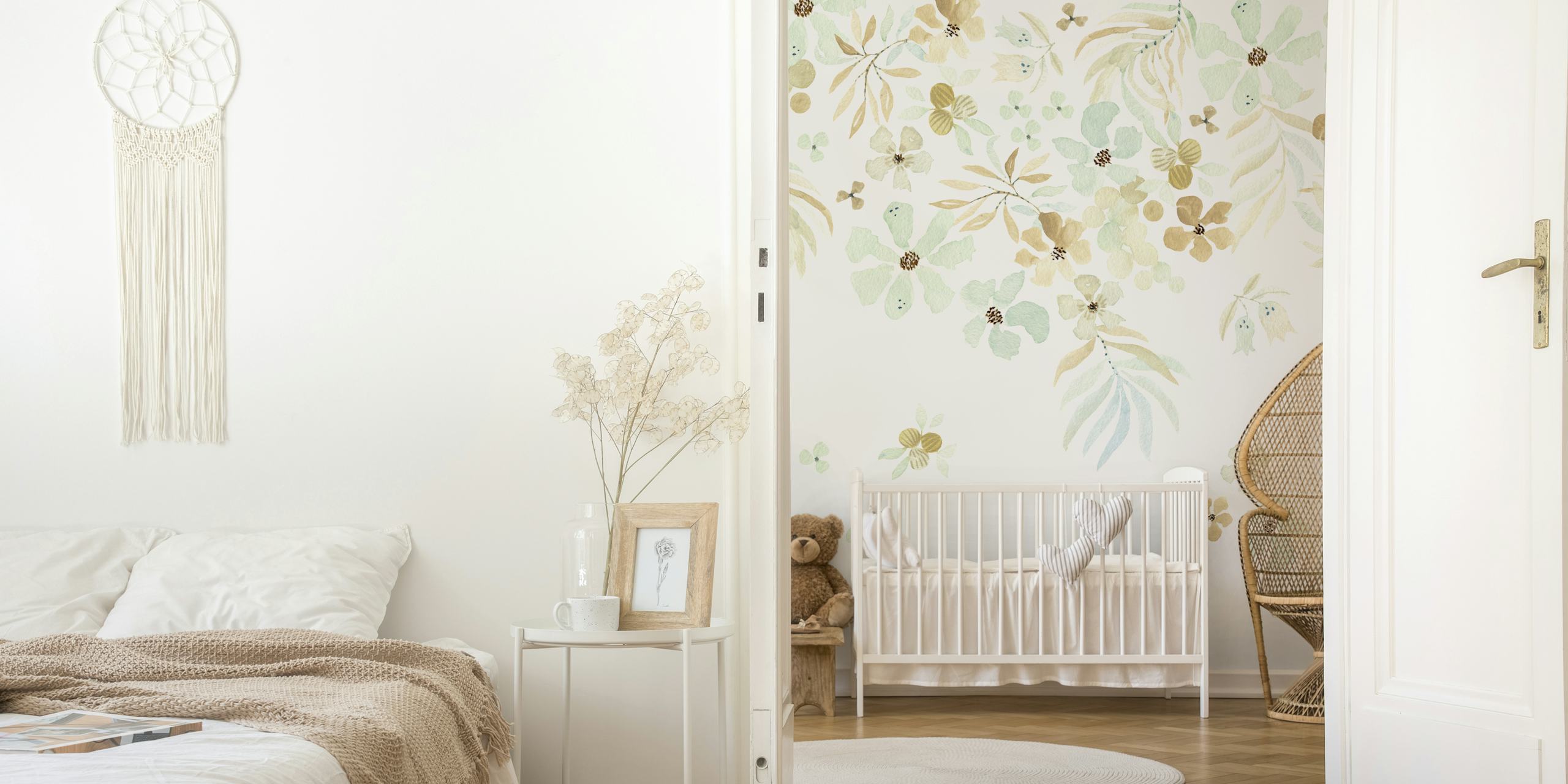 Papier peint Soft Floral Dream dans une chambre