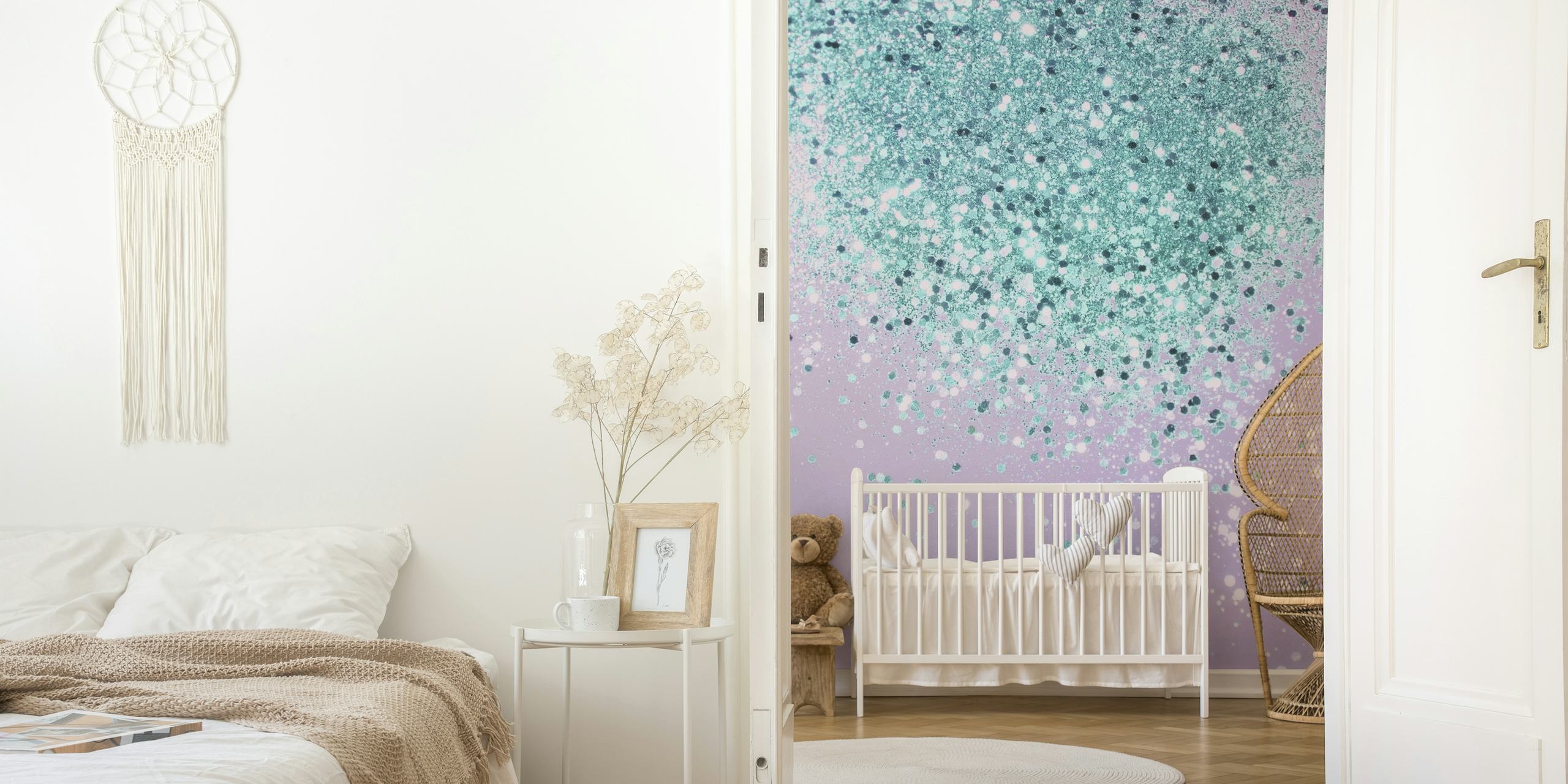 Turquoise Lilac  Glitter 1 behang