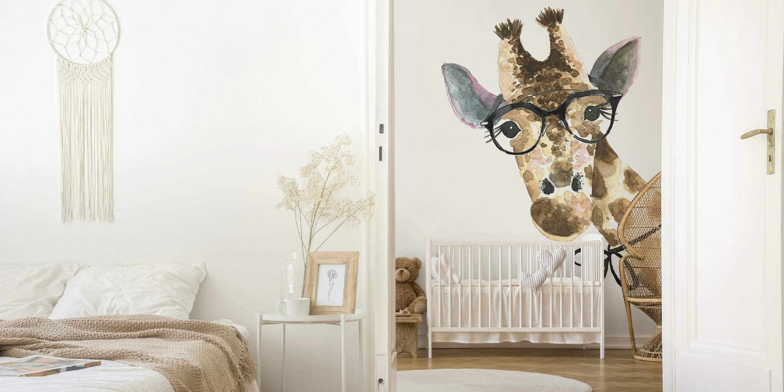 girafa ilustrada com óculos mural