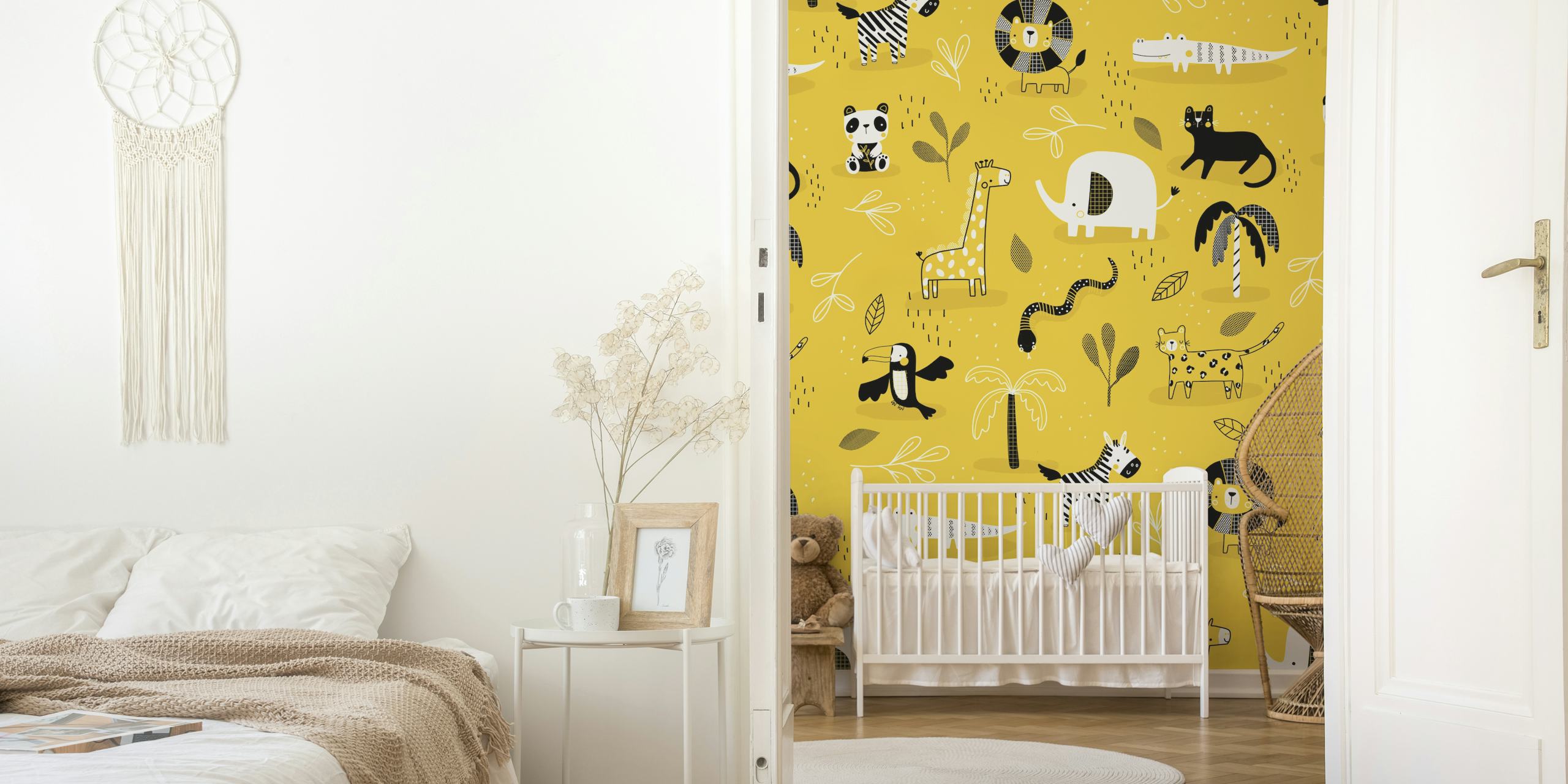 Mustard Safari tapet i et rom