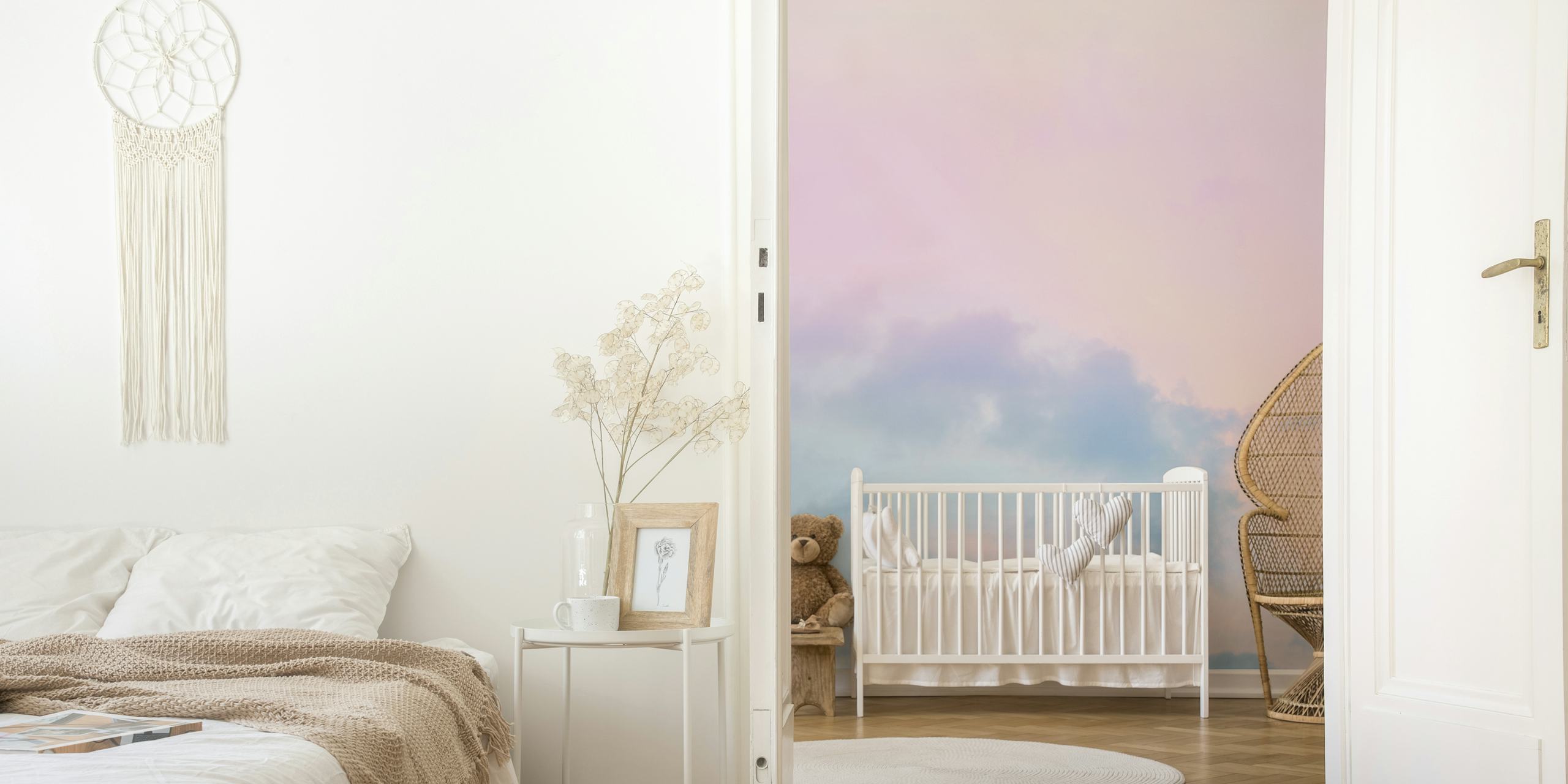 Soft pastel clouds and sky colors wall mural wallpaper