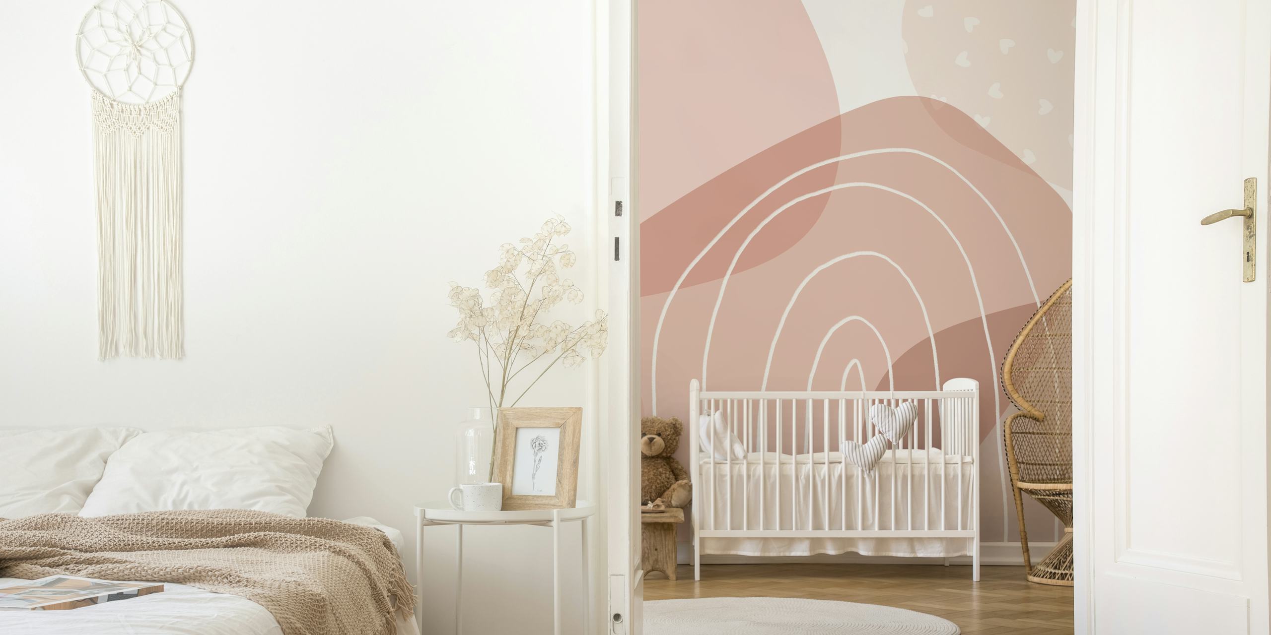 Handritad Boho Nursery och babytapet