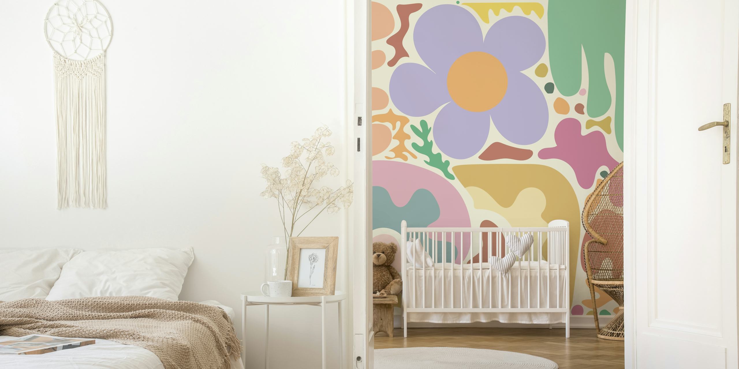 Papel tapiz Soft shapes mostrado en una habitación