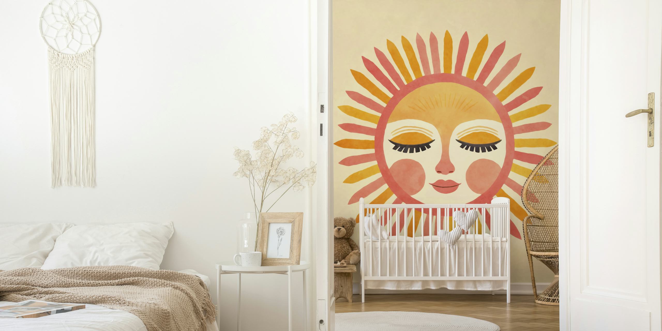 Celestial Boho Sun Goddess -tapetti huoneessa