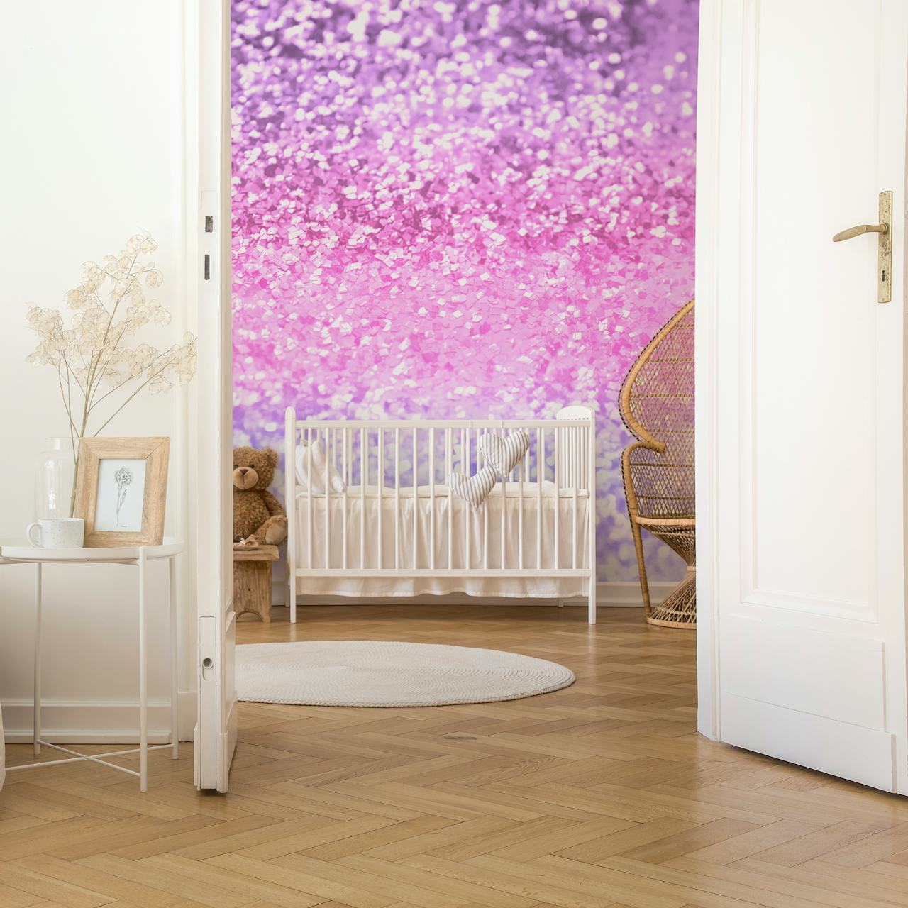 Unicorn Girls Glitter 2 papier peint affiché dans une pièce