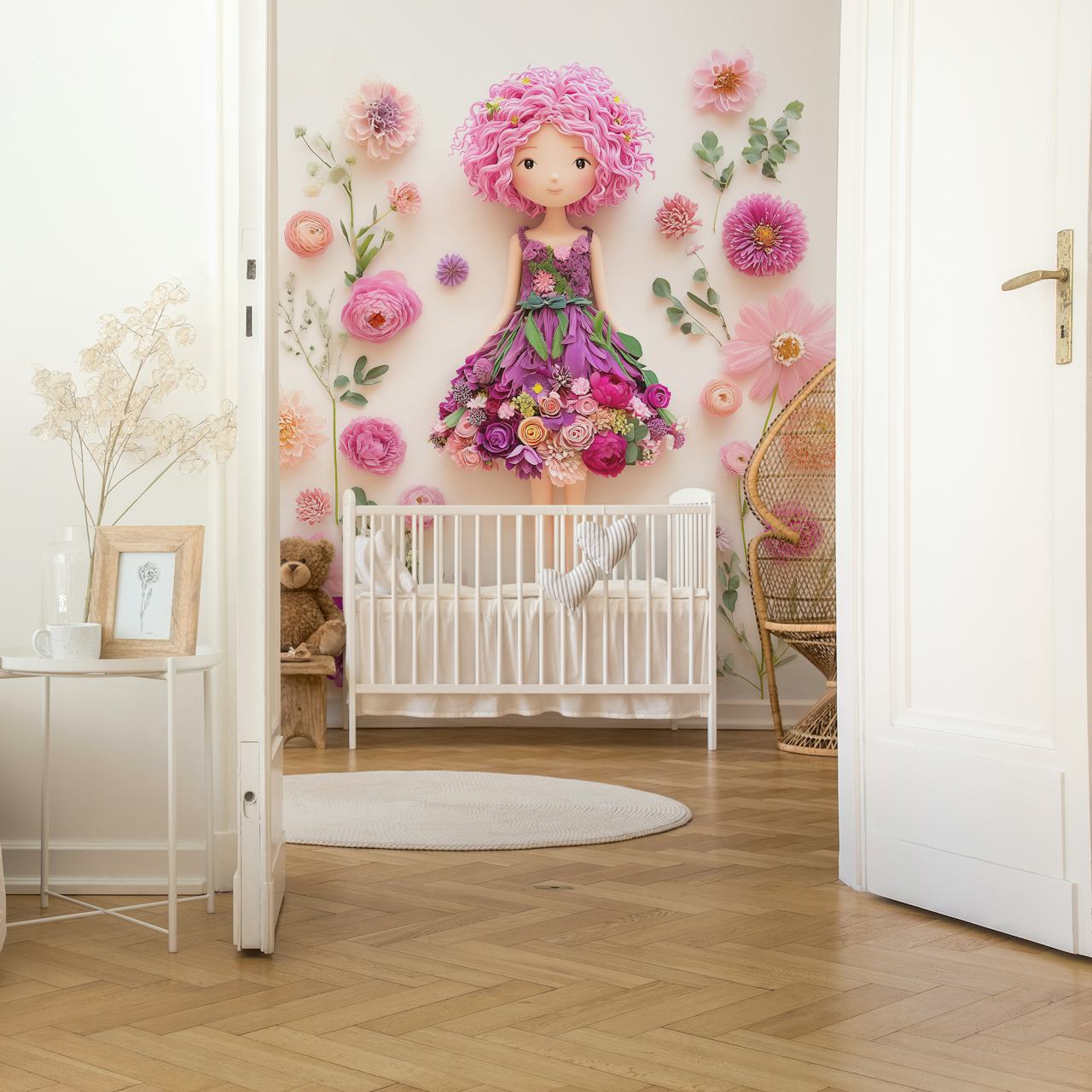 Blossom Doll Fantasy wallpaper weergegeven in een kamer