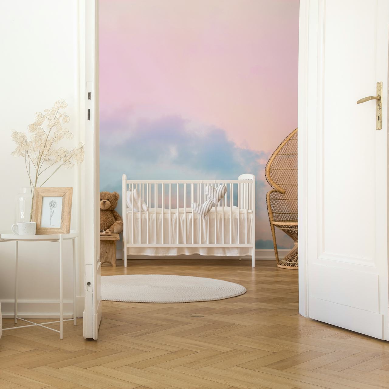 Soft pastel clouds and sky colors wall mural wallpaper