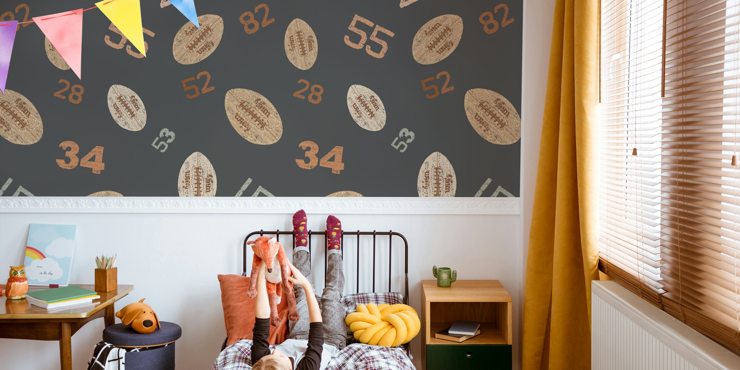 Retro Rugby wallpaper på barnerommet