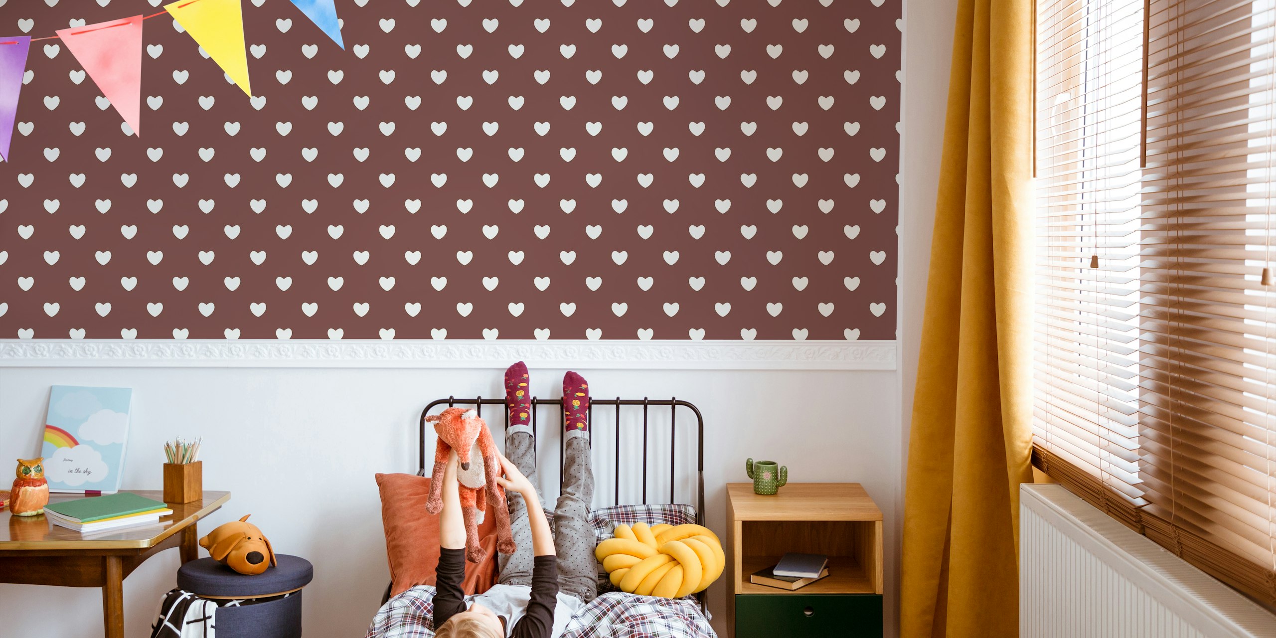 Hearts pattern wallpaper dans une pièce