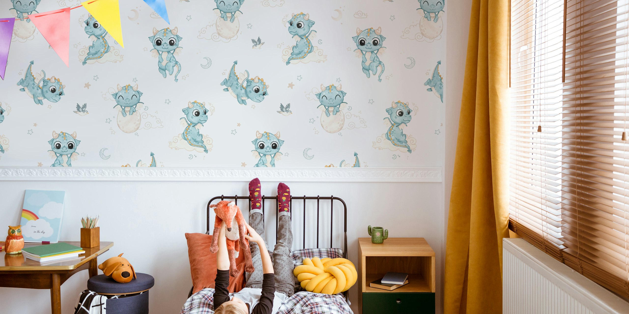 Baby Dragon beige tapeta w pokoju