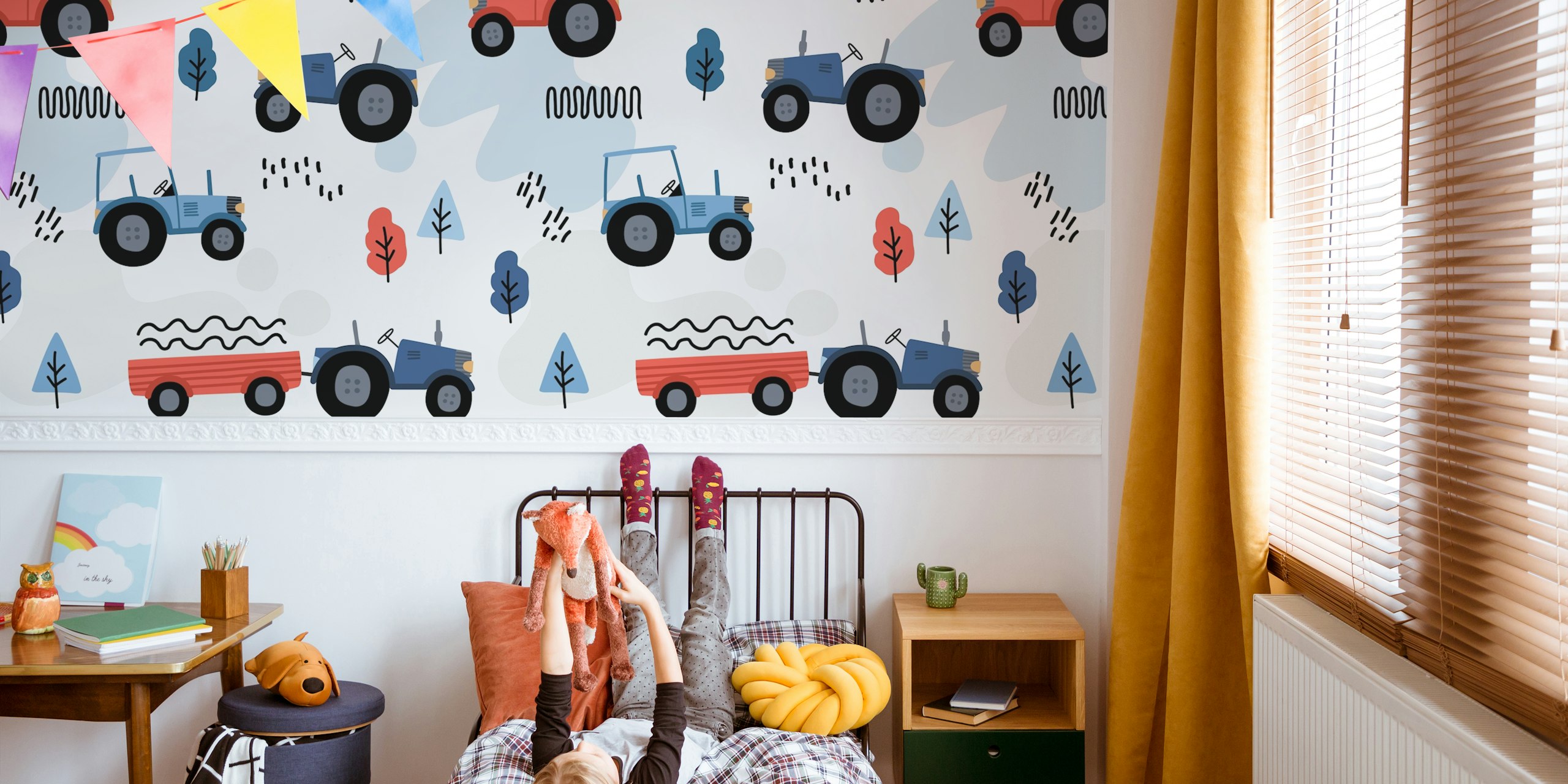 Papier peint Doodle Tractors dans une pièce