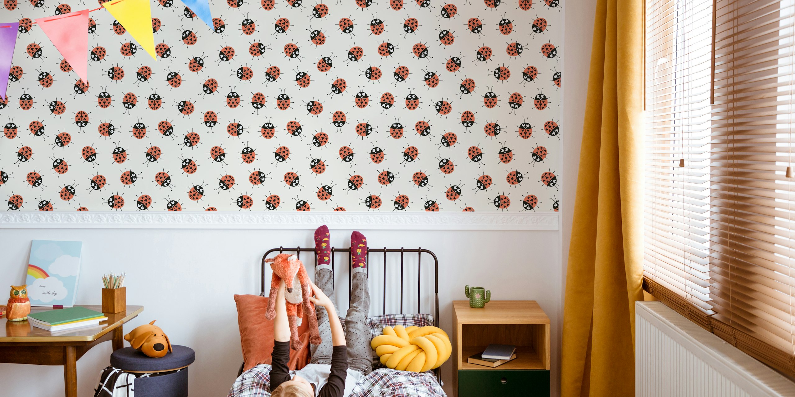 Happy Ladybug wallpaper in a children's room