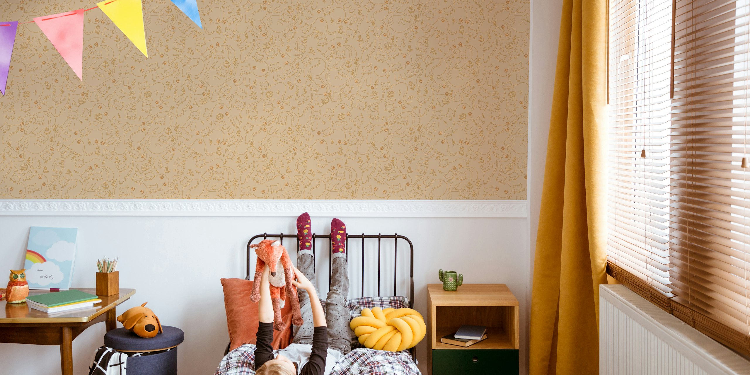 Sleeping cats wallpaper in warm tones
