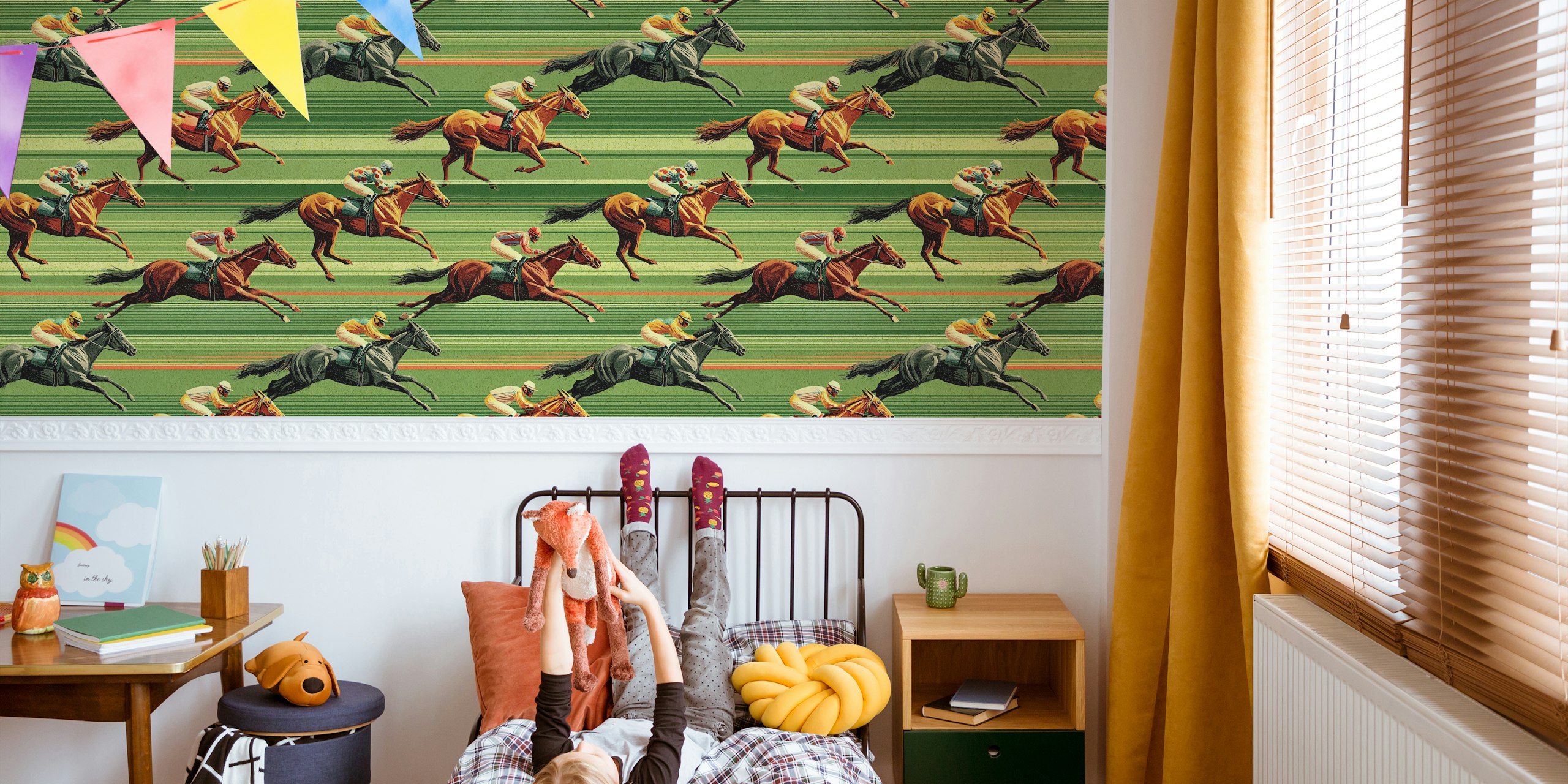 Papel pintado Derby Dash en una habitación moderna