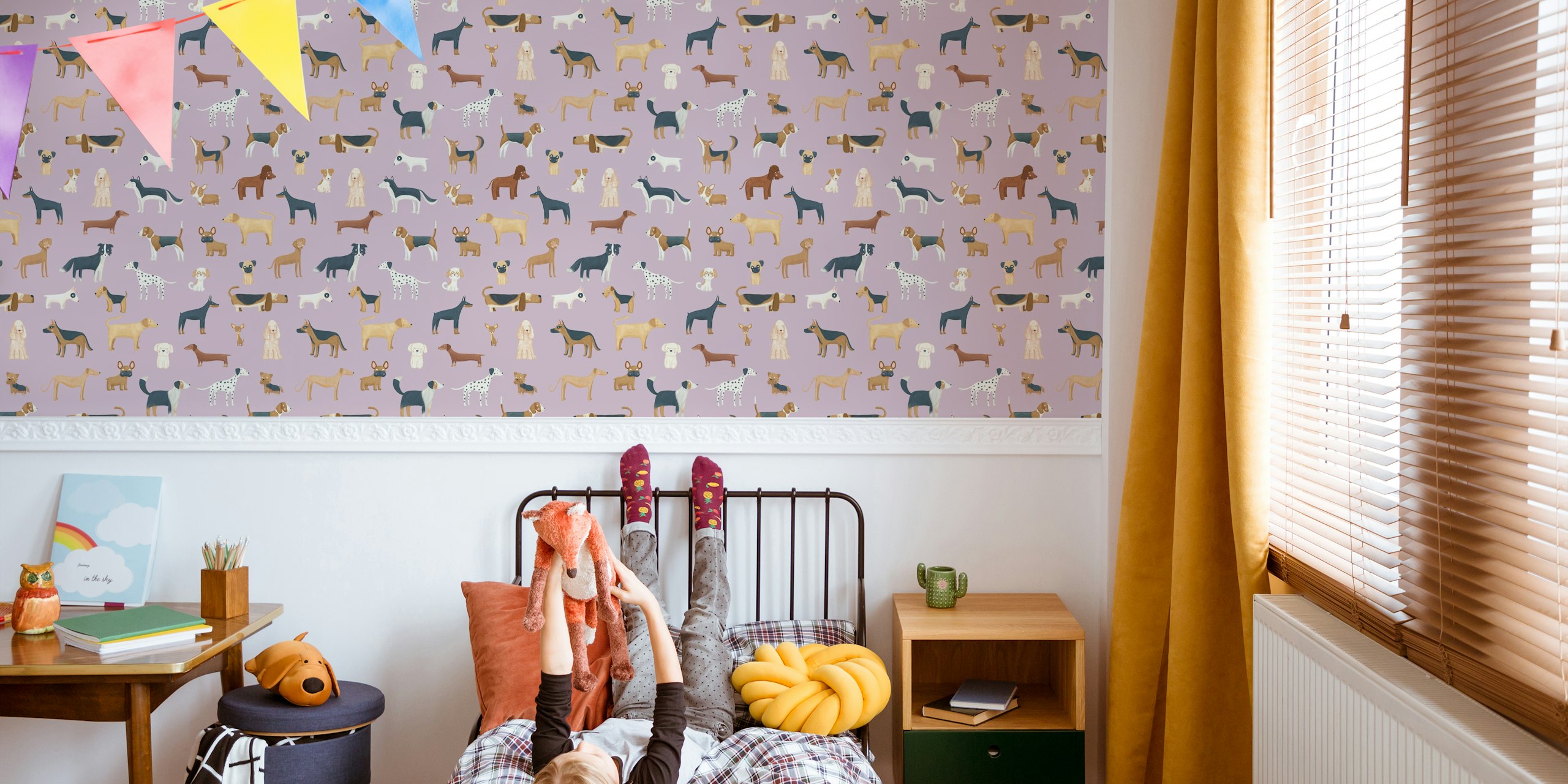 Dog breeds behangontwerp in een kamer