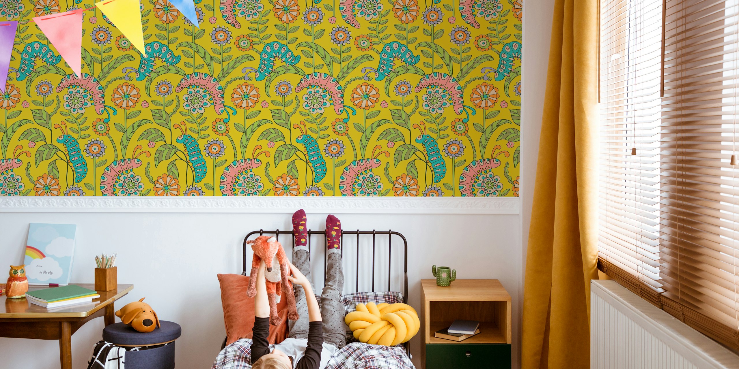 Caterpillar Playground wallpaper in a room