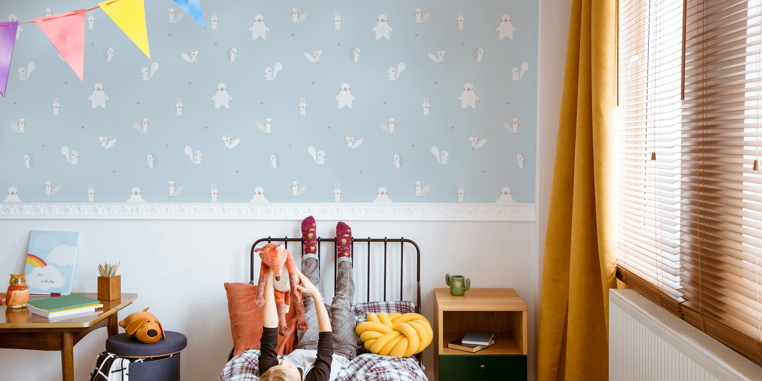 Forest animals wallpaper in a room