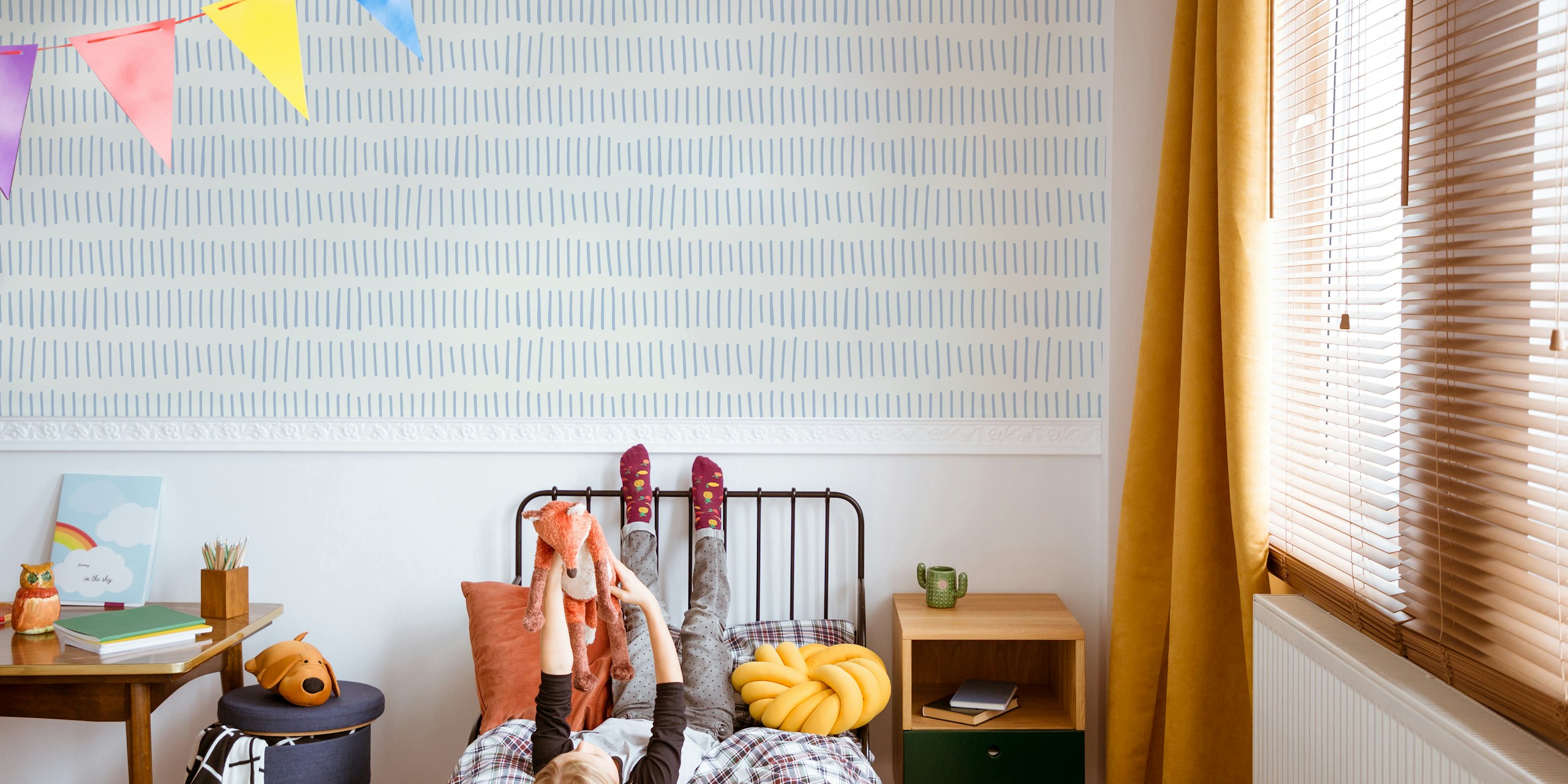 Light blue vertical stripes on white background wallpaper
