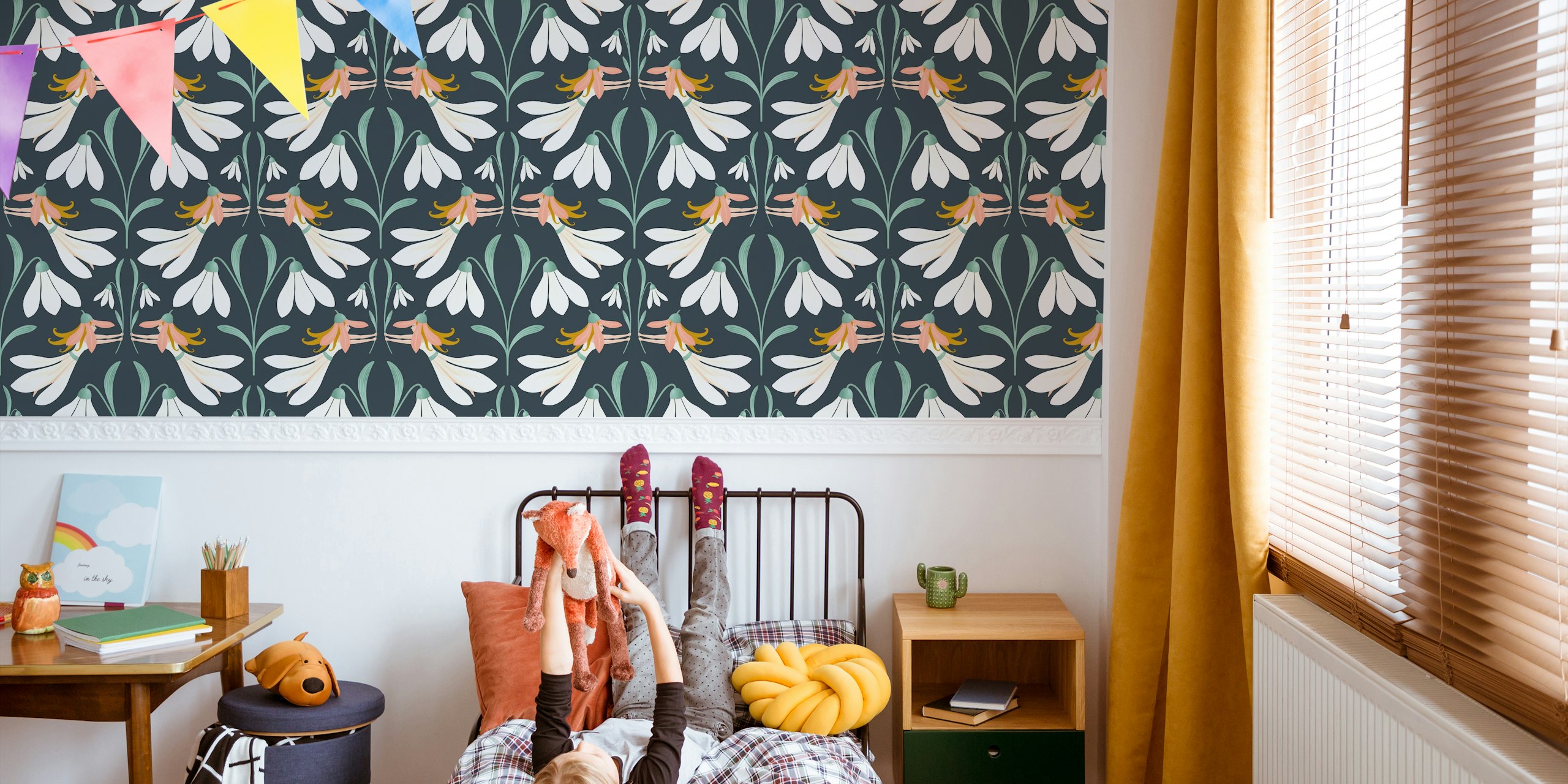 Fairies and Flowers wallpaper in a room