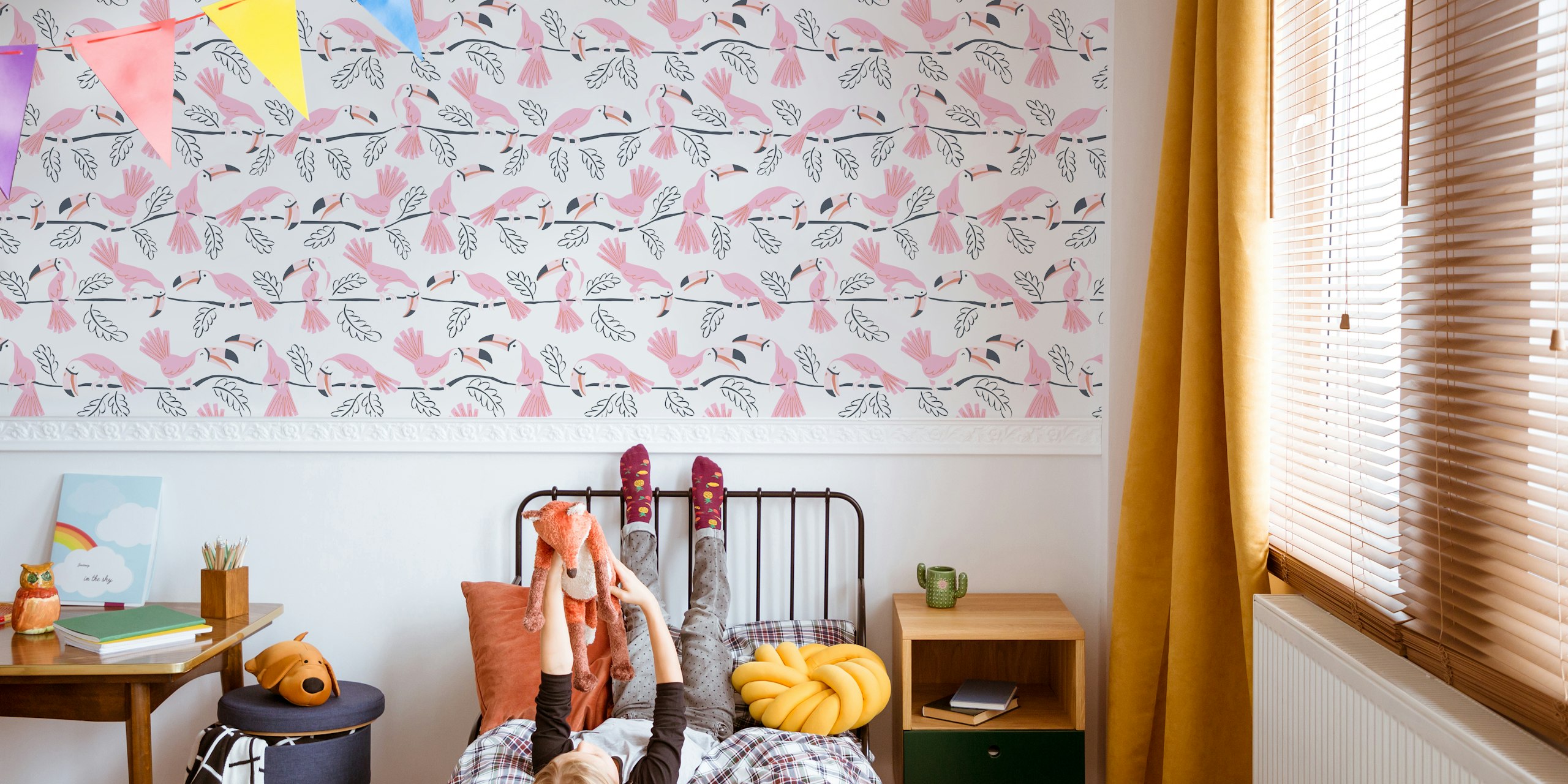 Toucan stripe tapet i rosa