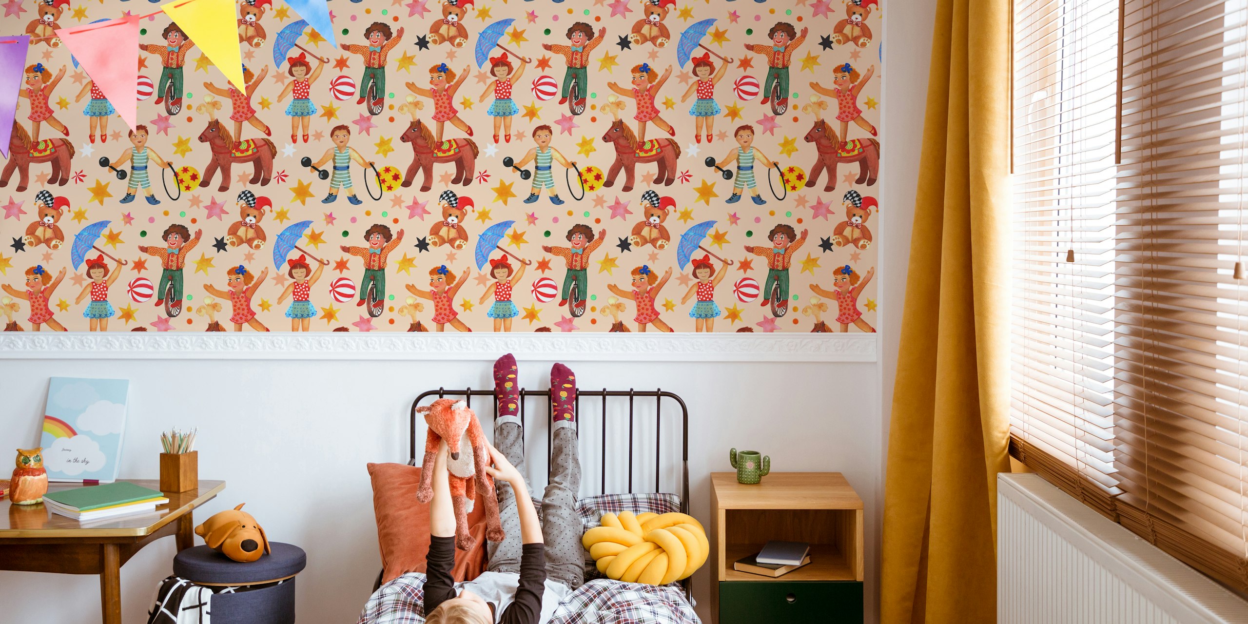 Playing Circus wallpaper in a bright room