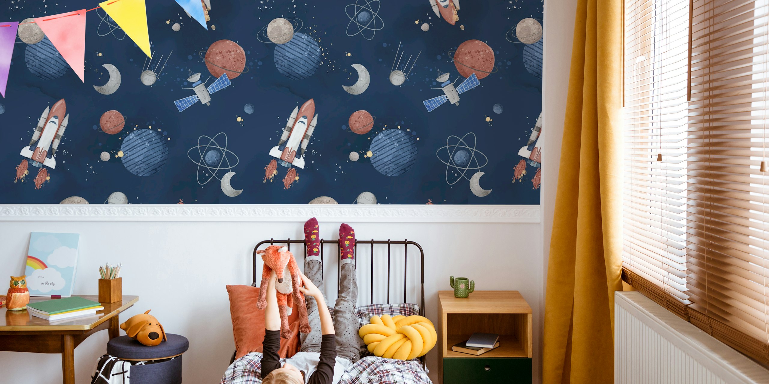 Whimsical Planetarium wallpaper in a room