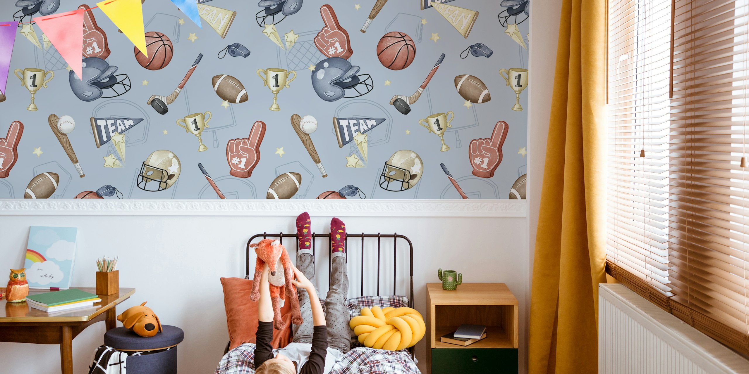 Projekt tapety American Sports w pokoju