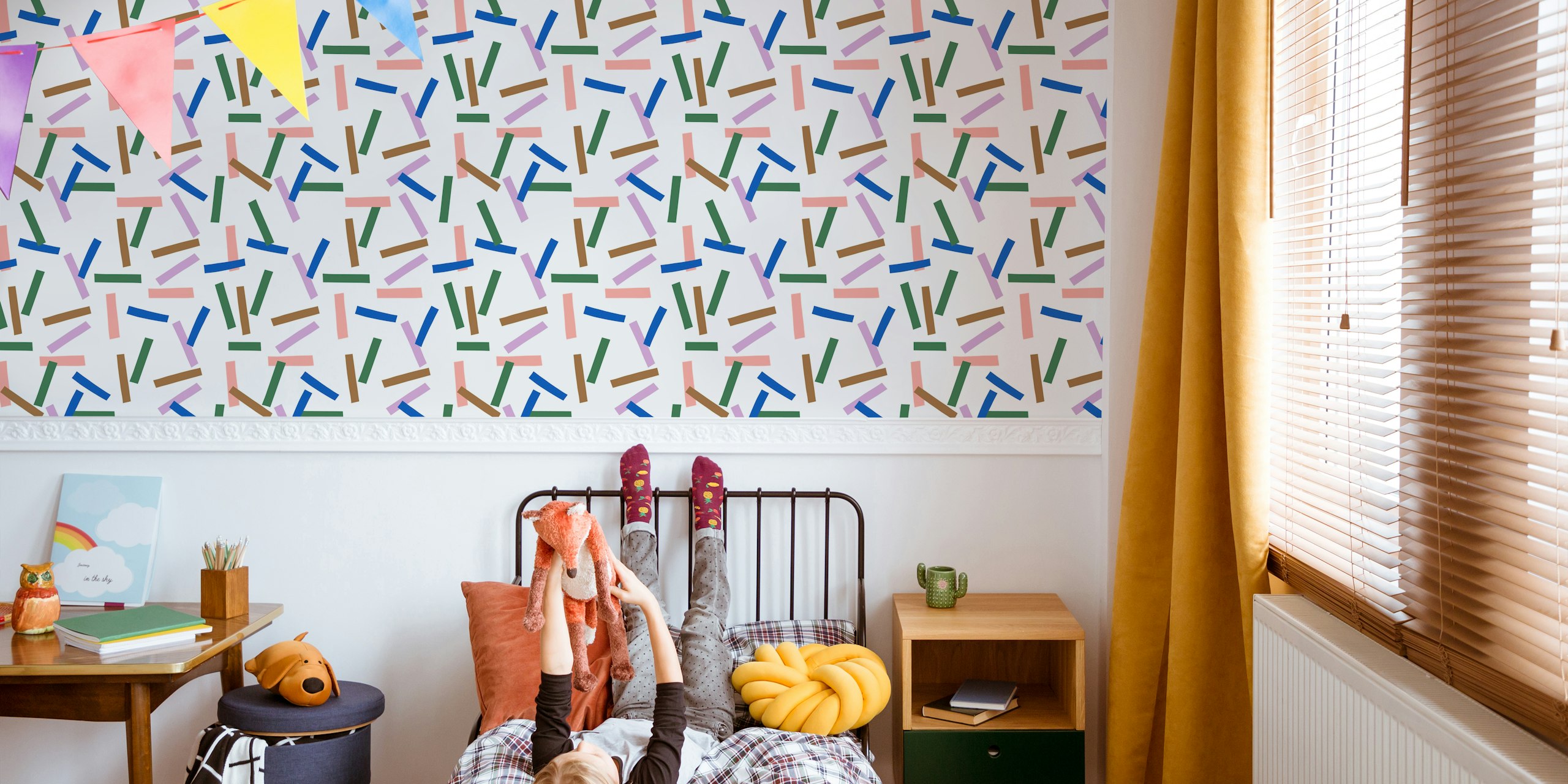 Colorful strokes wallpaper in a room
